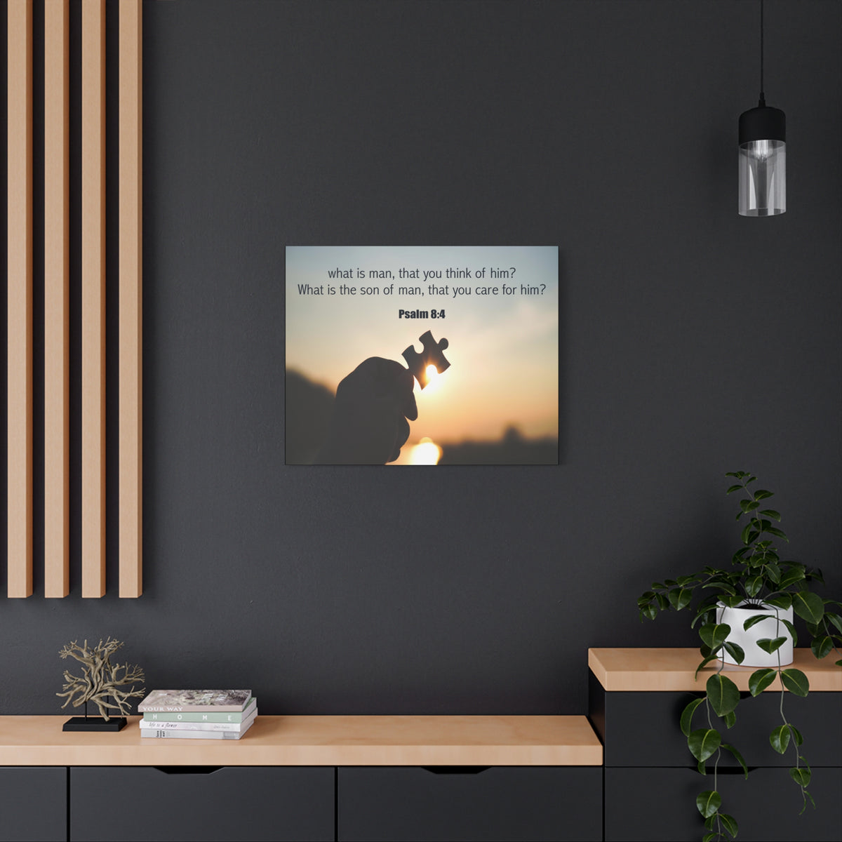 Scripture Canvas What is Man Psalm 8:4 Christian Wall Art Bible Verse Print Ready to Hang-Express Your Love Gifts