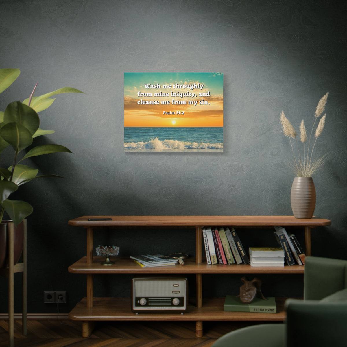 Scripture Canvas Washed Away Psalm 51:2 Christian Wall Art Bible Verse Print Ready to Hang-Express Your Love Gifts