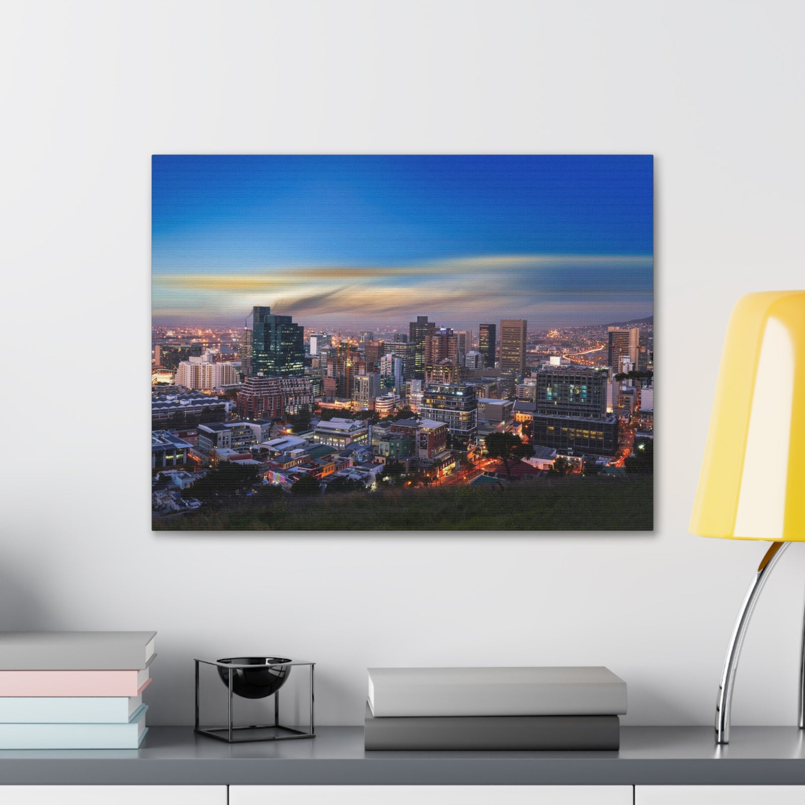 Cape Town Night Skyline Canvas Artwork High-Quality Breathtaking Stunning Cityscape for Home Decor Ready to Hang-Express Your Love Gifts