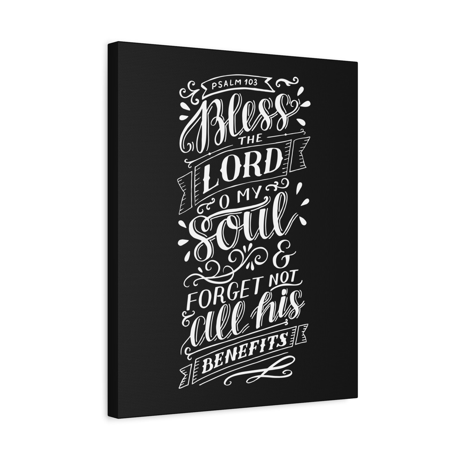Scripture Canvas O My Soul Psalm 103 Black Christian Wall Art Bible Verse Print Ready to Hang-Express Your Love Gifts