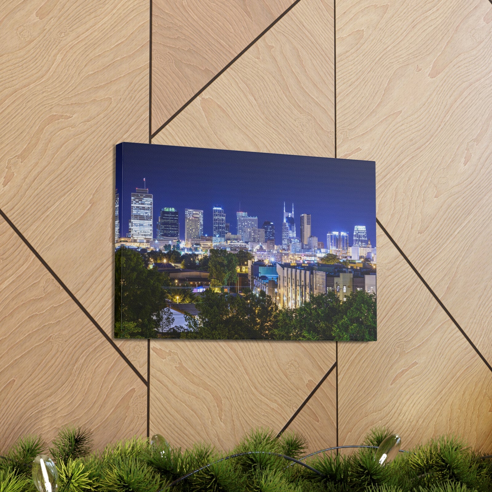 Nashville Night Skyline Canvas Artwork High-Quality Breathtaking Stunning Cityscape for Home Decor Ready to Hang-Express Your Love Gifts