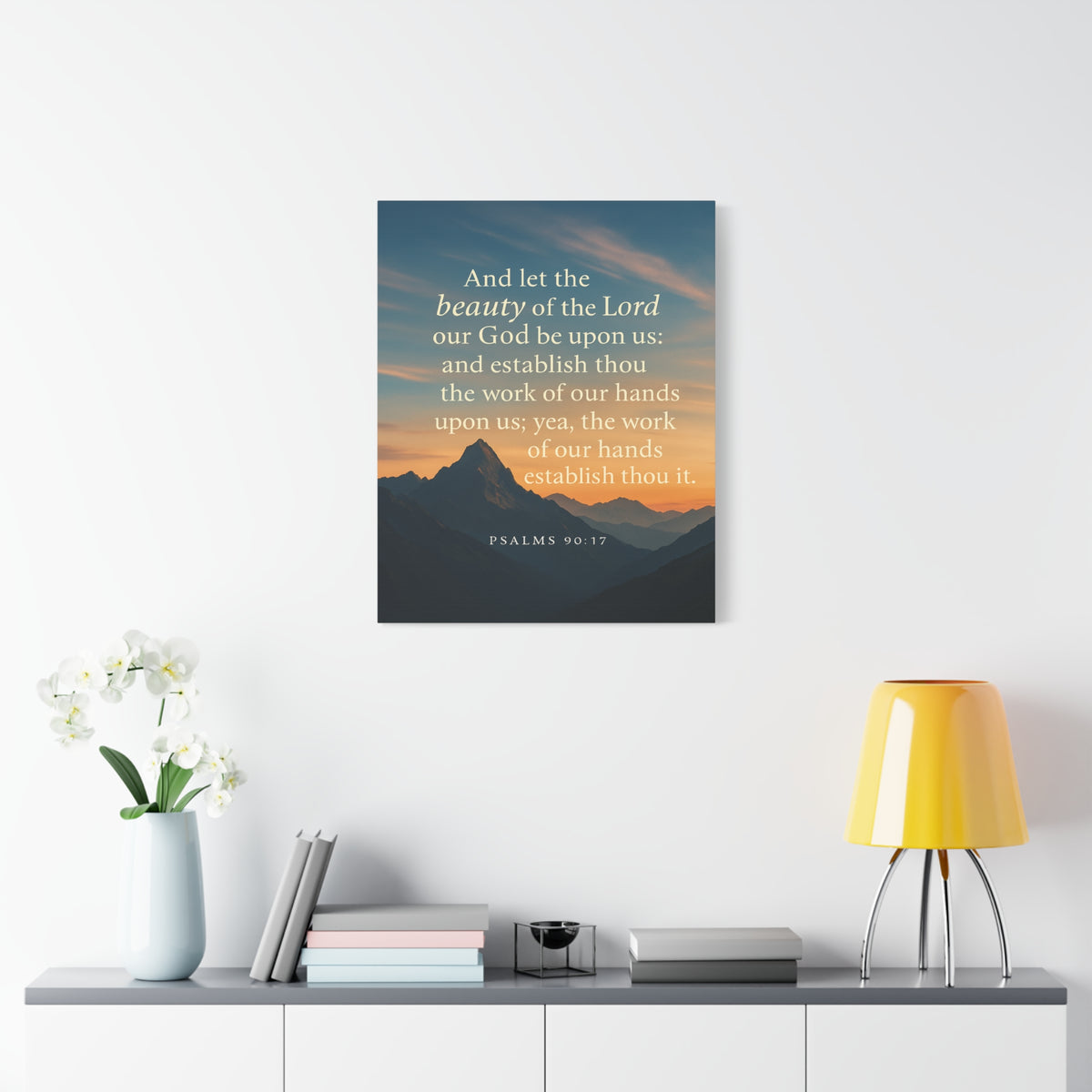 Bible Verse Canvas Psalms 90:17 Christian Home Décor Wall Art Scripture Ready to Hang Faith Print-Express Your Love Gifts