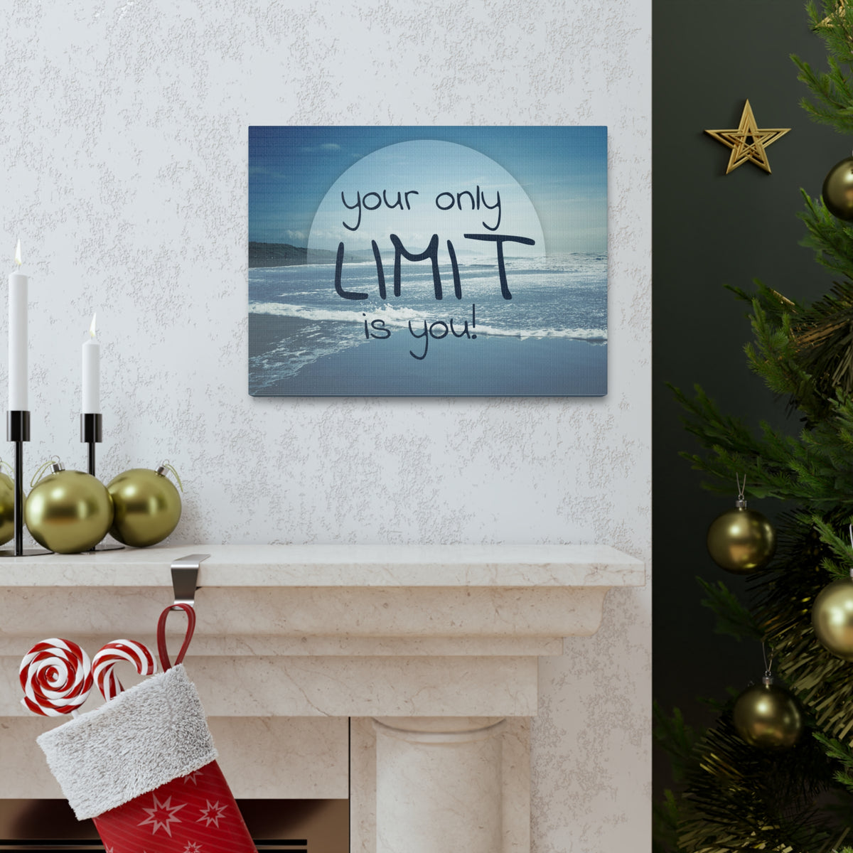 Inspirational Quote Canvas Your Only Limit Is You Wall Art Motivational Motto Inspiring Prints Artwork Decor Ready to Hang-Express Your Love Gifts