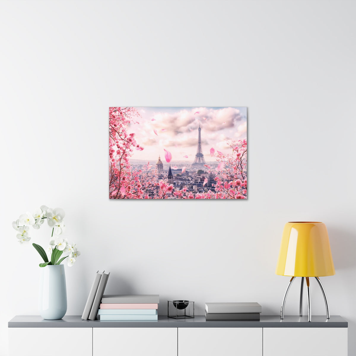 Paris Pink Tree Eiffel Tower France Canvas Artwork High-Quality Breathtaking French City for Home Decor Ready to Hang-Express Your Love Gifts