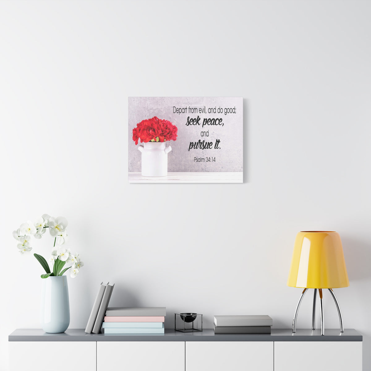 Scripture Canvas Seek Peace and Pursue It Psalm 34:14 Christian Wall Art Bible Verse Print Ready to Hang-Express Your Love Gifts