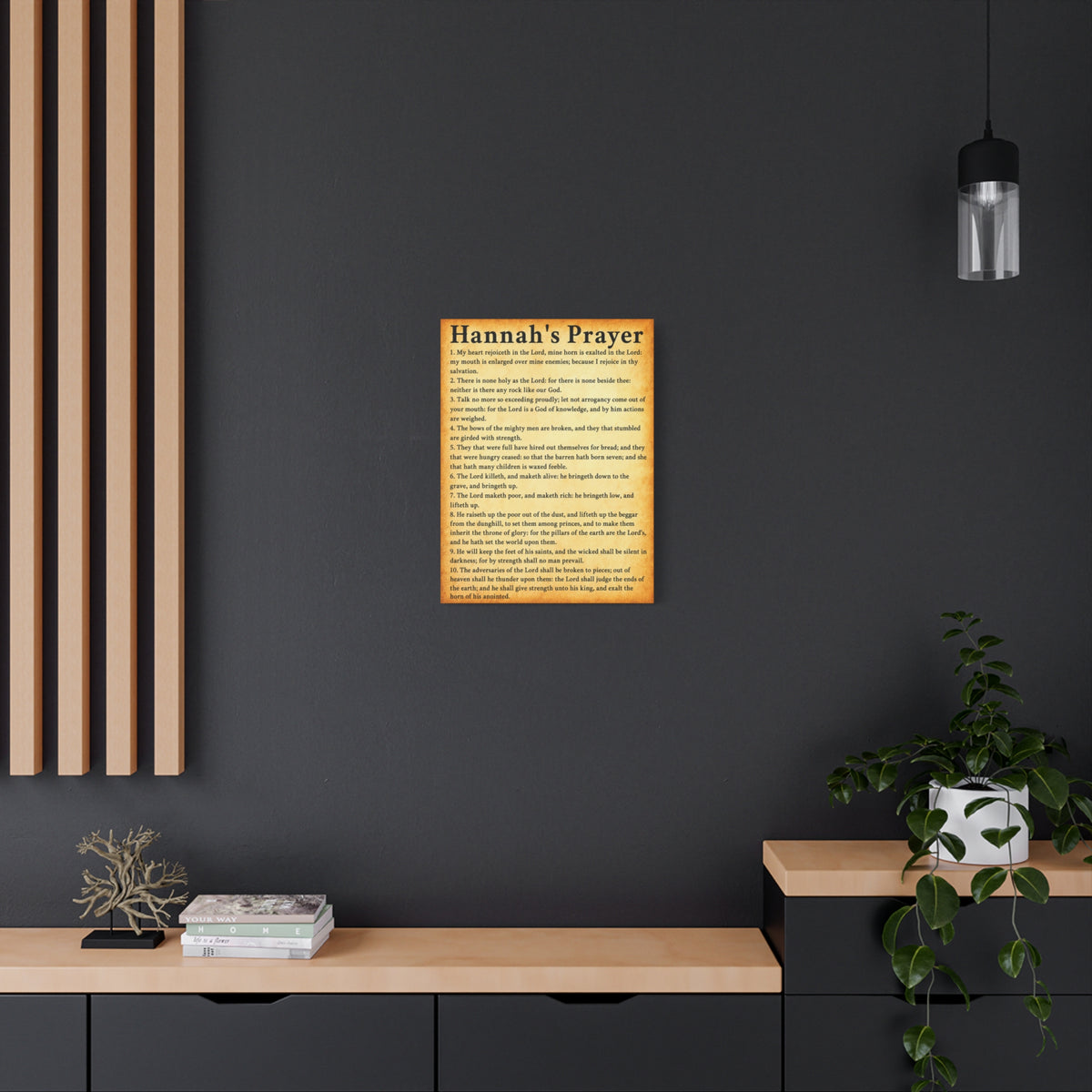 Scripture Walls Hannah's Prayer 1 Samuel 2:1–10 Gold Bible Verse Canvas Christian Wall Art Ready to Hang Unframed-Express Your Love Gifts