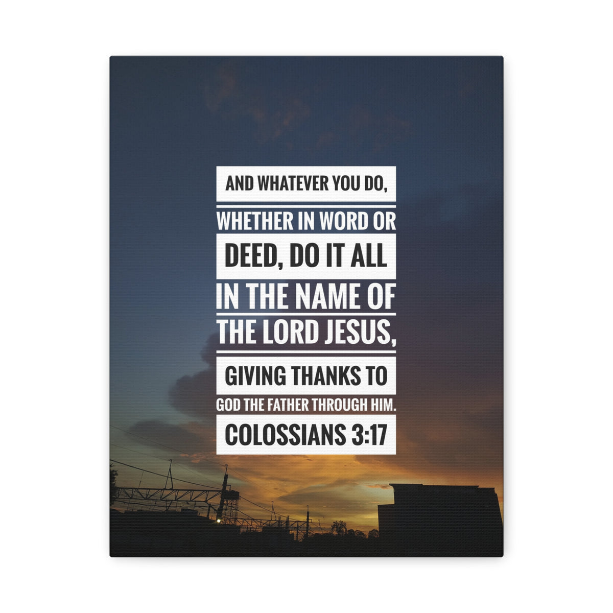 Scripture Canvas Thanks To God The Father Colossians 3:17 Christian Wall Art Bible Verse Print Ready to Hang-Express Your Love Gifts