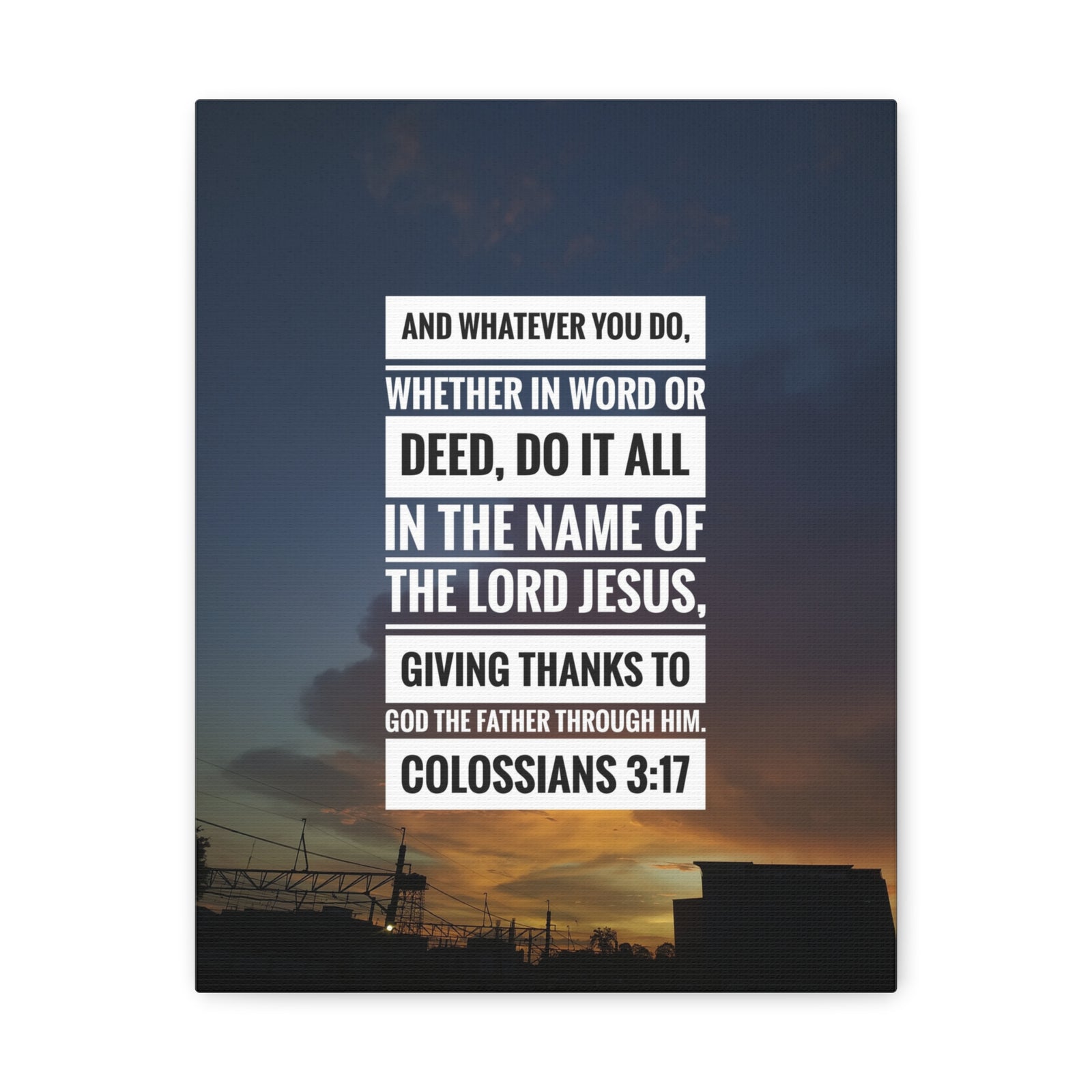 Scripture Canvas Thanks To God The Father Colossians 3:17 Christian Wall Art Bible Verse Print Ready to Hang-Express Your Love Gifts