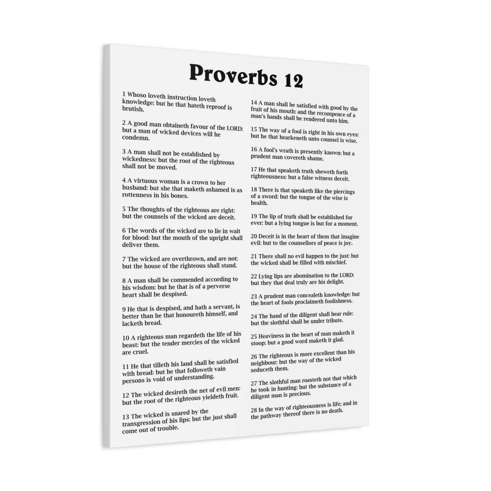 Scripture Walls Proverbs Chapter 12 White Bible Canvas Christian Wall Art Ready to Hang Unframed-Express Your Love Gifts
