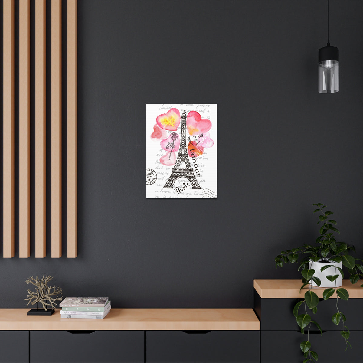 Pink Heart Eiffel Tower Paris France Canvas Artwork High-Quality Breathtaking French City for Home Decor Ready to Hang-Express Your Love Gifts