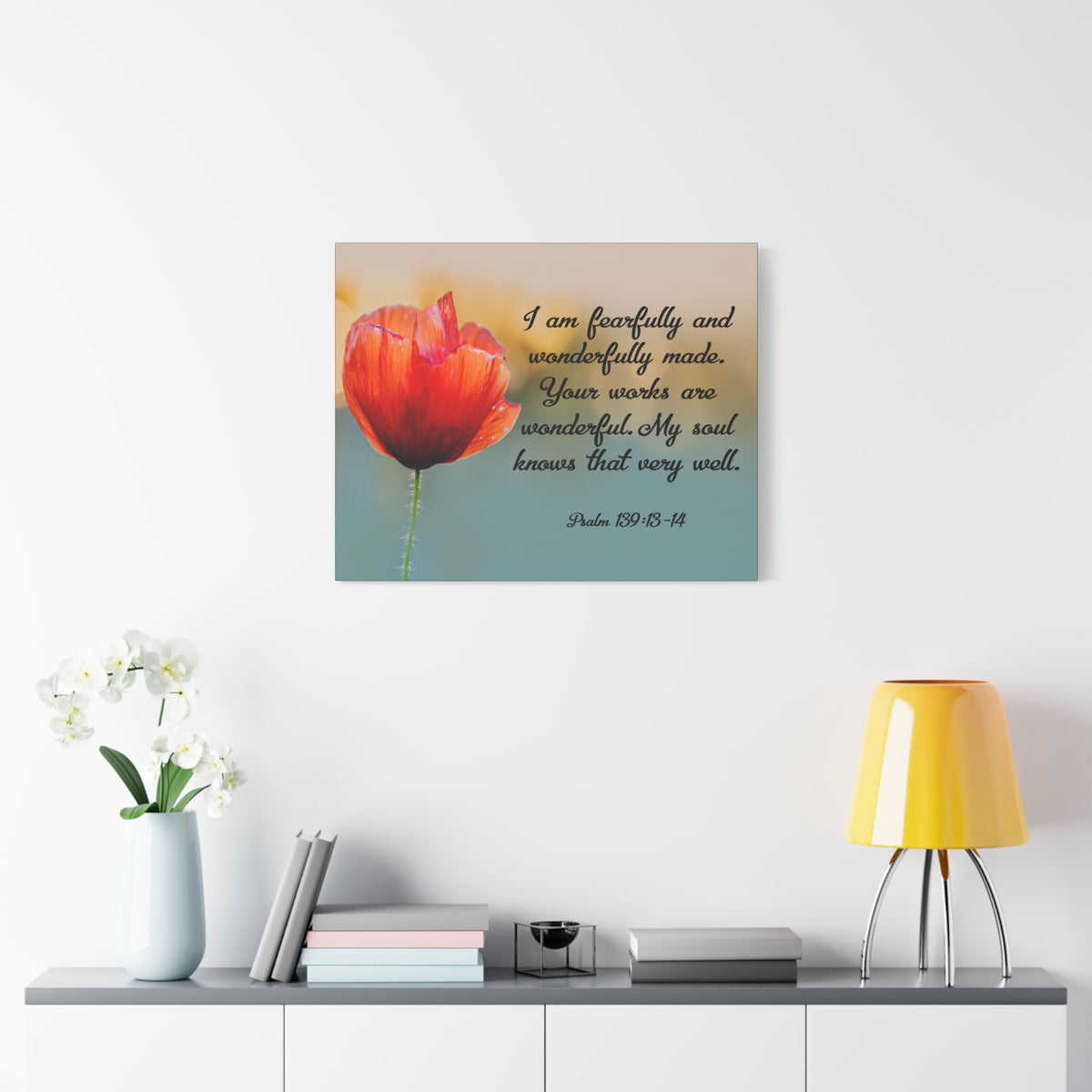Bible Verse Canvas I Am Fearfully and Wonderfully Made Psalm 139:13-14 Christian Home Décor Wall Art Scripture Ready to Hang Faith Print-Express Your Love Gifts