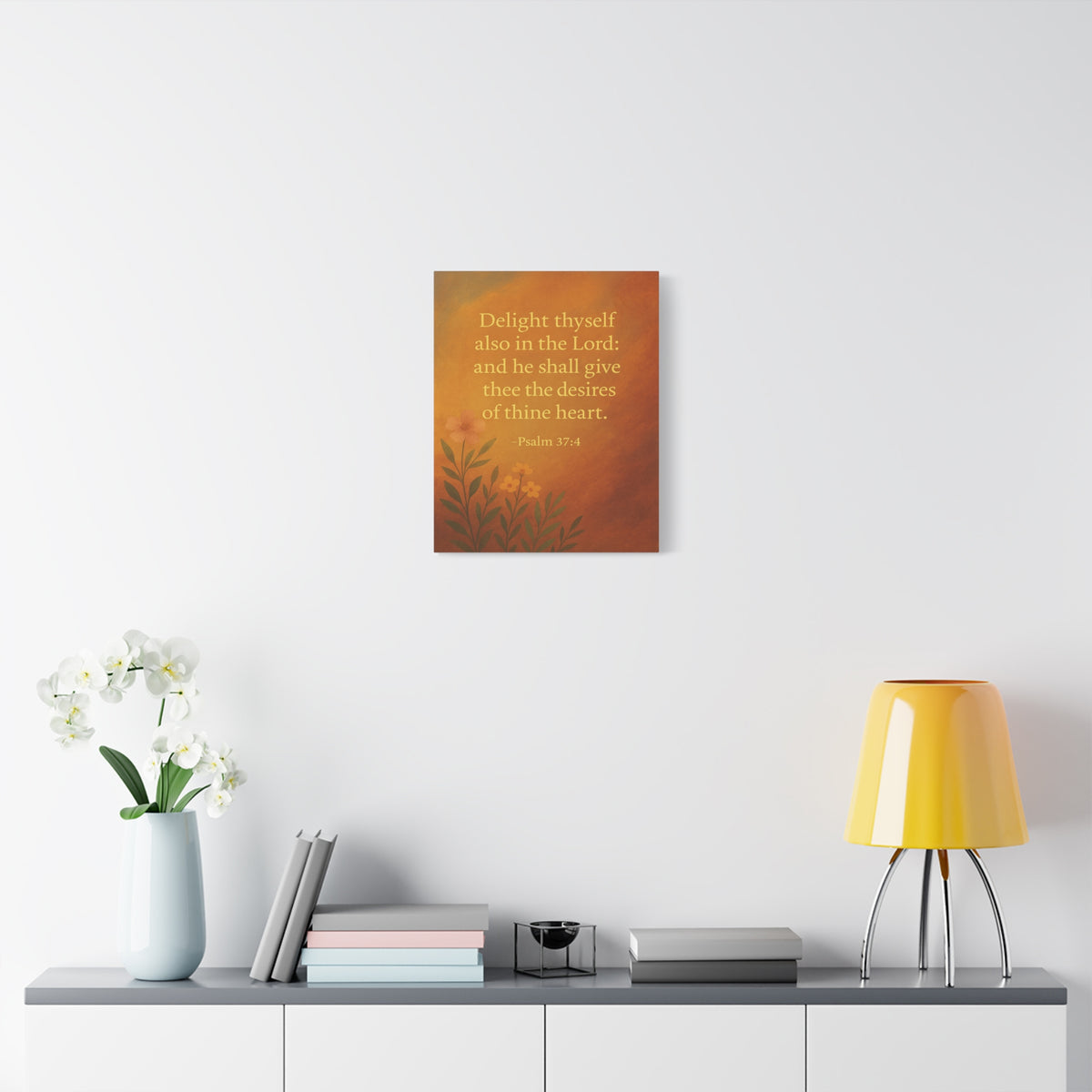 Bible Verse Canvas Psalm 37:4 Christian Home Décor Wall Art Scripture Ready to Hang Faith Print-Express Your Love Gifts