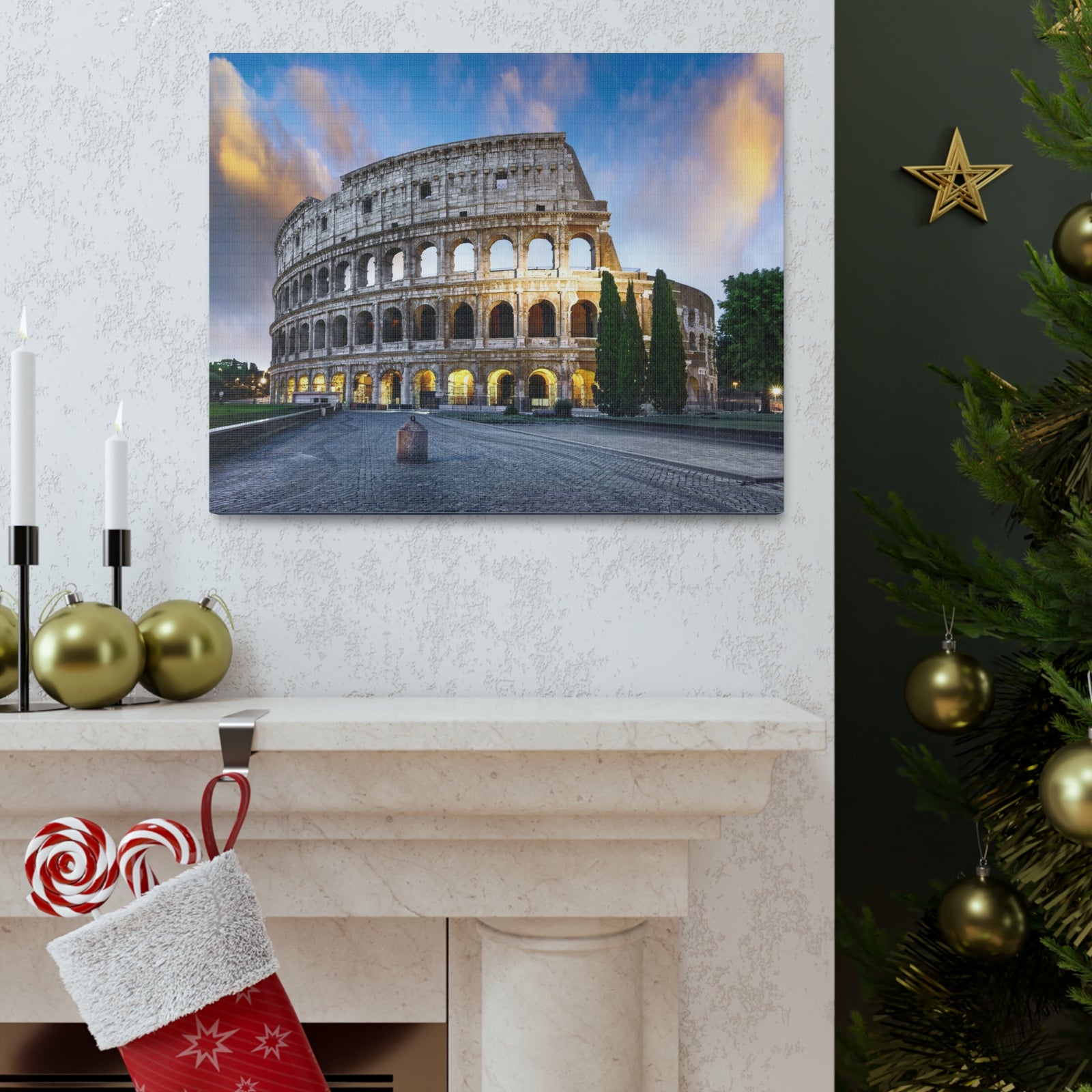 Colosseum in Italy Nature Wilderness Photography Canvas Wall Art for Home Decor Ready-to-Hang-Express Your Love Gifts