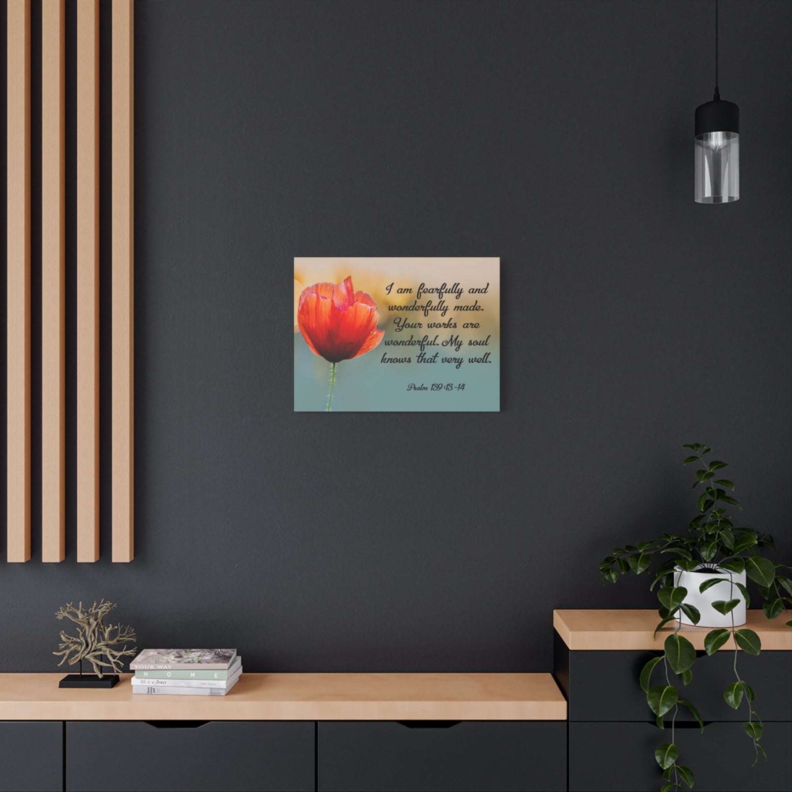 Bible Verse Canvas I Am Fearfully and Wonderfully Made Psalm 139:13-14 Christian Home Décor Wall Art Scripture Ready to Hang Faith Print-Express Your Love Gifts