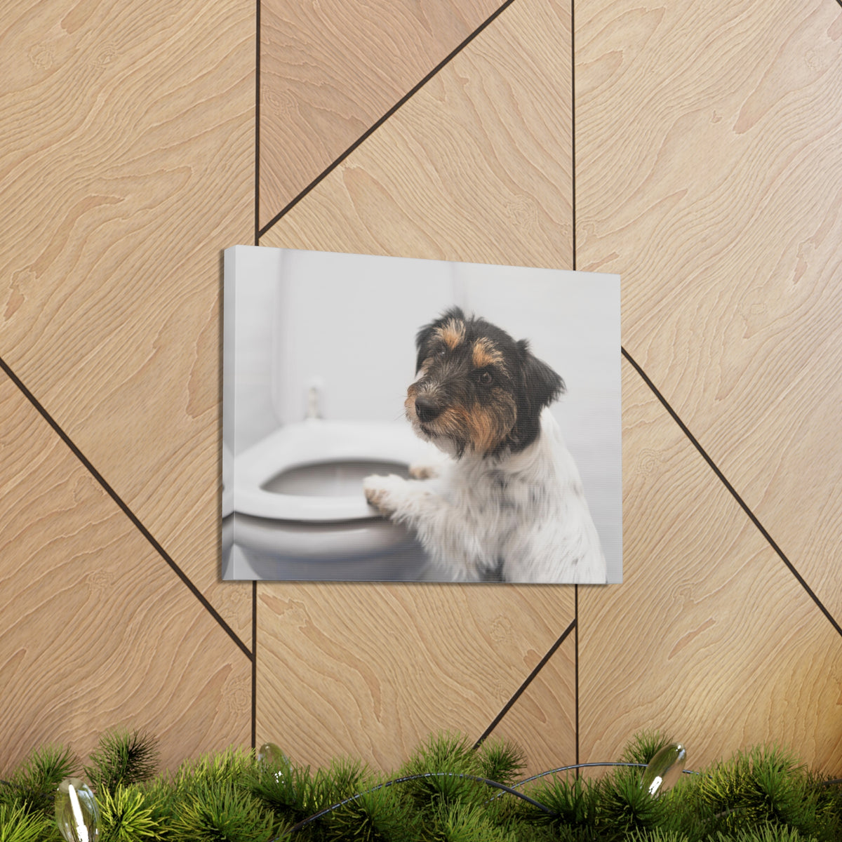 Jack Russell Terrier Standing On Toilet Funny Canvas Wall Art for Home Decor Ready-to-Hand-Express Your Love Gifts