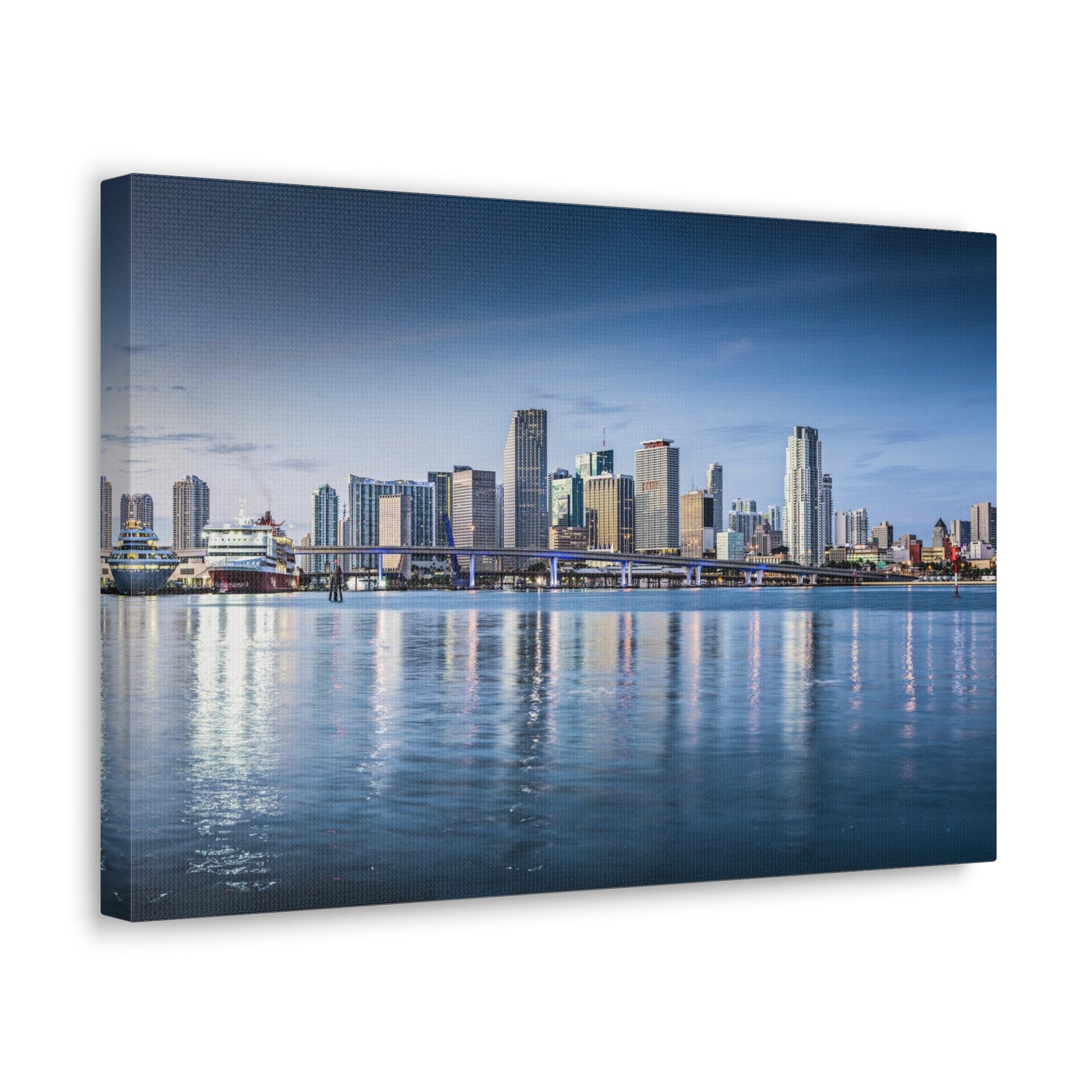 Miami Daytime Skyline Canvas Artwork High-Quality Breathtaking Stunning Cityscape for Home Decor Ready to Hang-Express Your Love Gifts