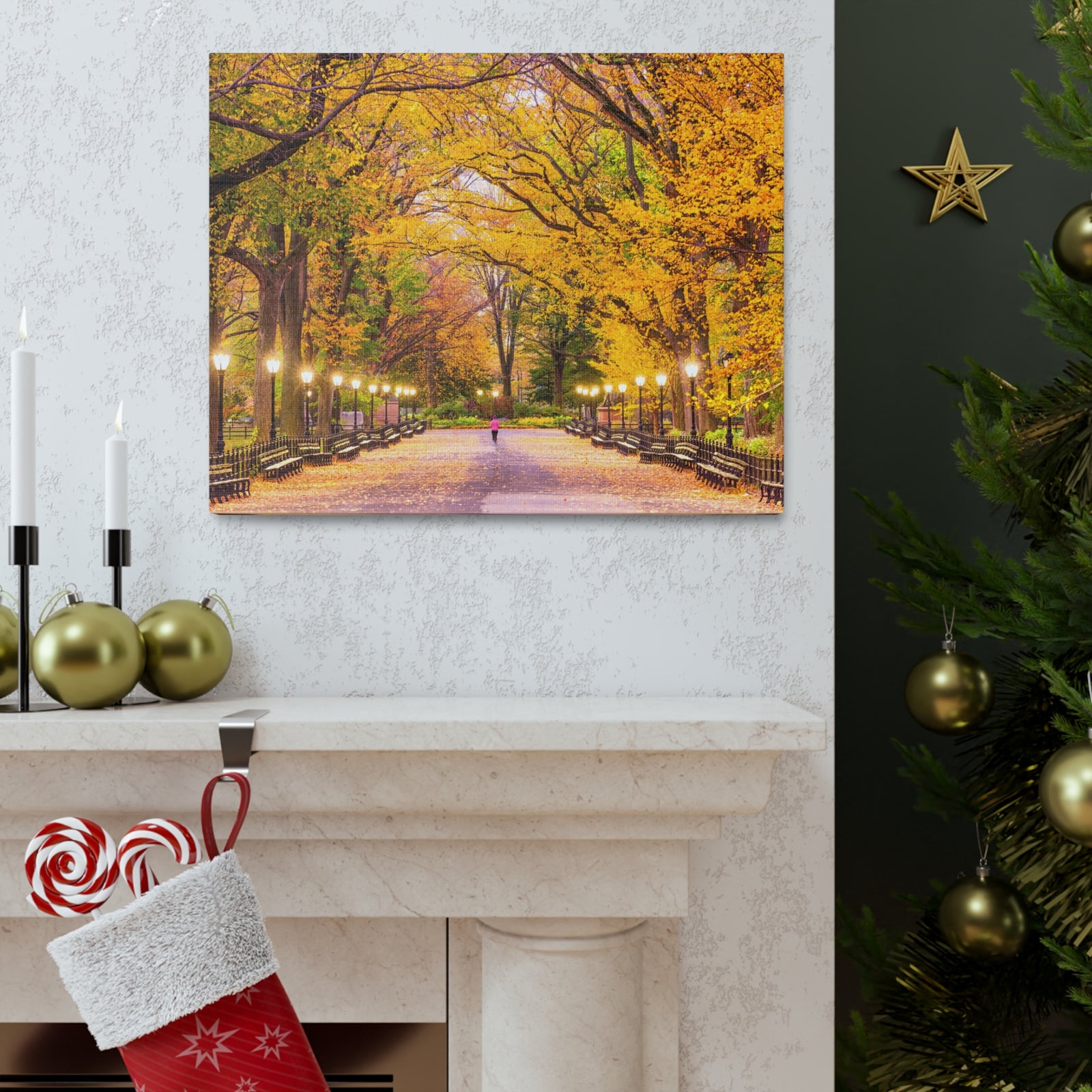 Orange Tree Autumn Park Nature Wilderness Photography Canvas Wall Art for Home Decor Ready-to-Hang-Express Your Love Gifts