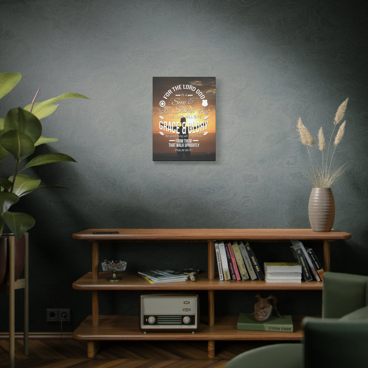 Scripture Canvas Grace And Glory Psalm 84:11 Christian Wall Art Bible Verse Print Ready to Hang-Express Your Love Gifts