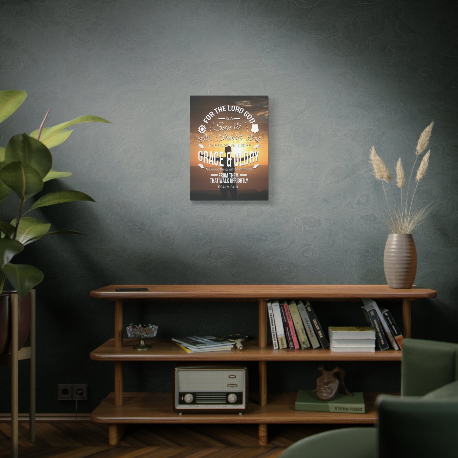 Scripture Canvas Grace And Glory Psalm 84:11 Christian Wall Art Bible Verse Print Ready to Hang-Express Your Love Gifts