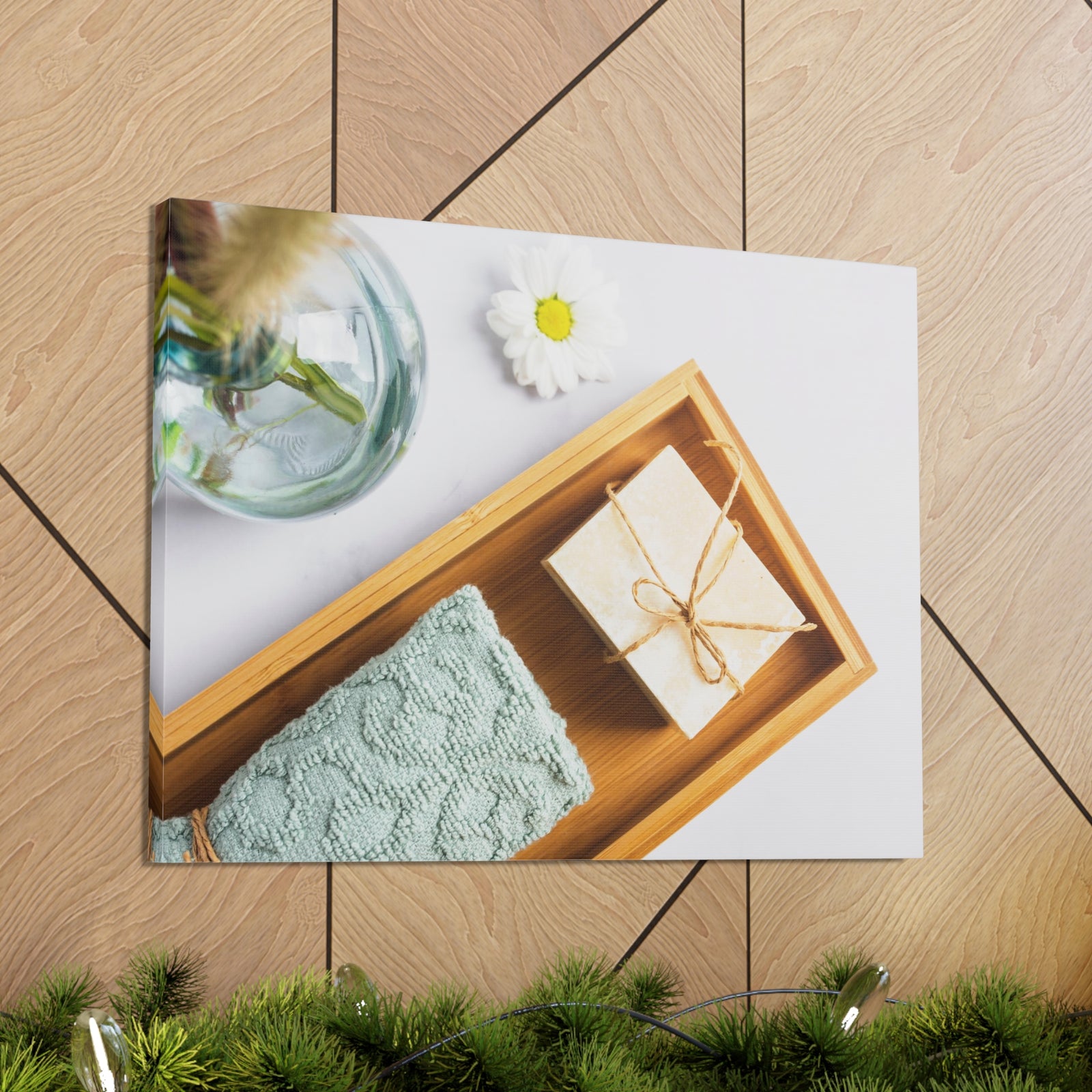 Top View Bath Forest Floral Nature Photography Canvas Wall Art for Home Decor Ready-to-Hang-Express Your Love Gifts