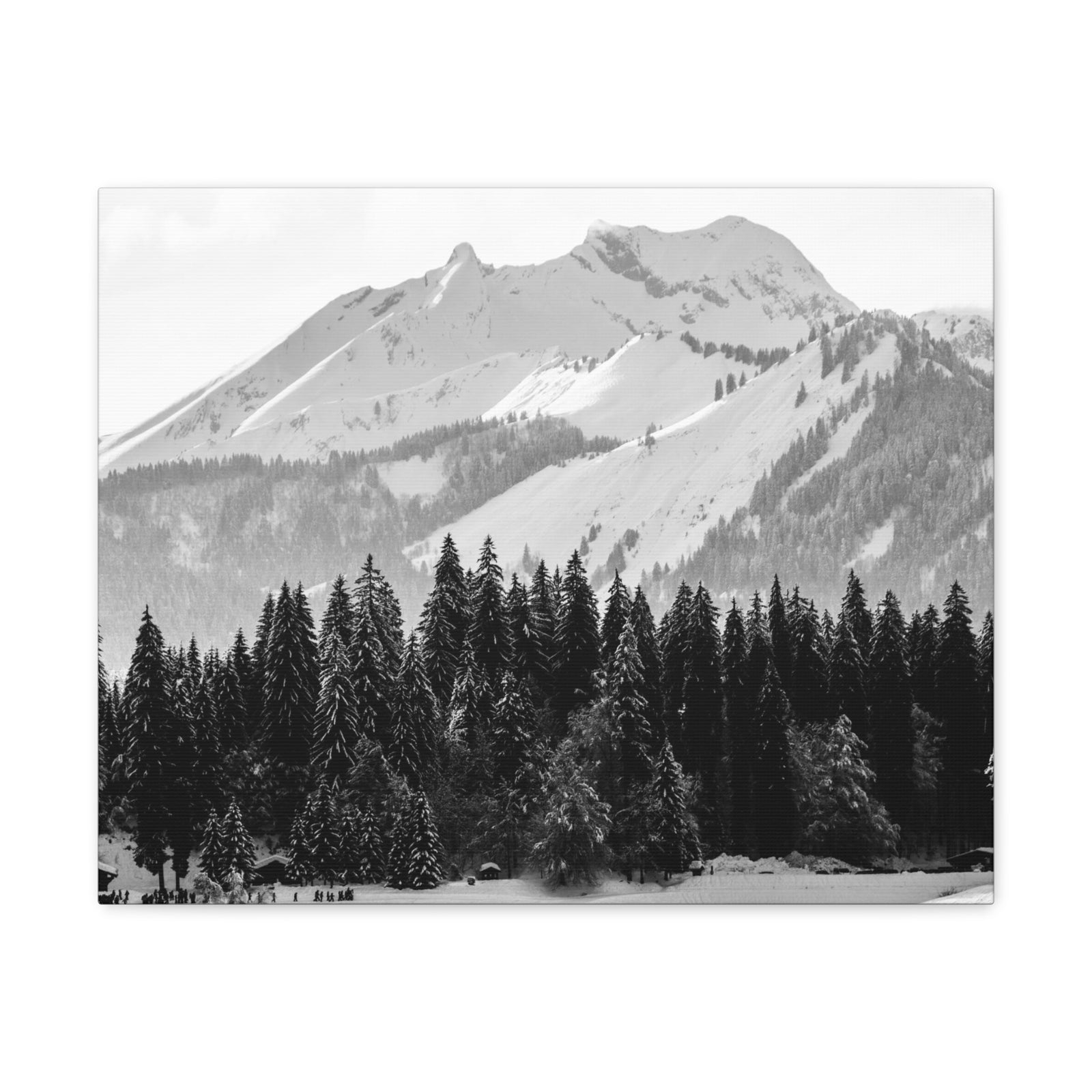 Winter Forest Mountain Black And White Nature Wilderness Photography Canvas Wall Art for Home Decor Ready-to-Hang-Express Your Love Gifts