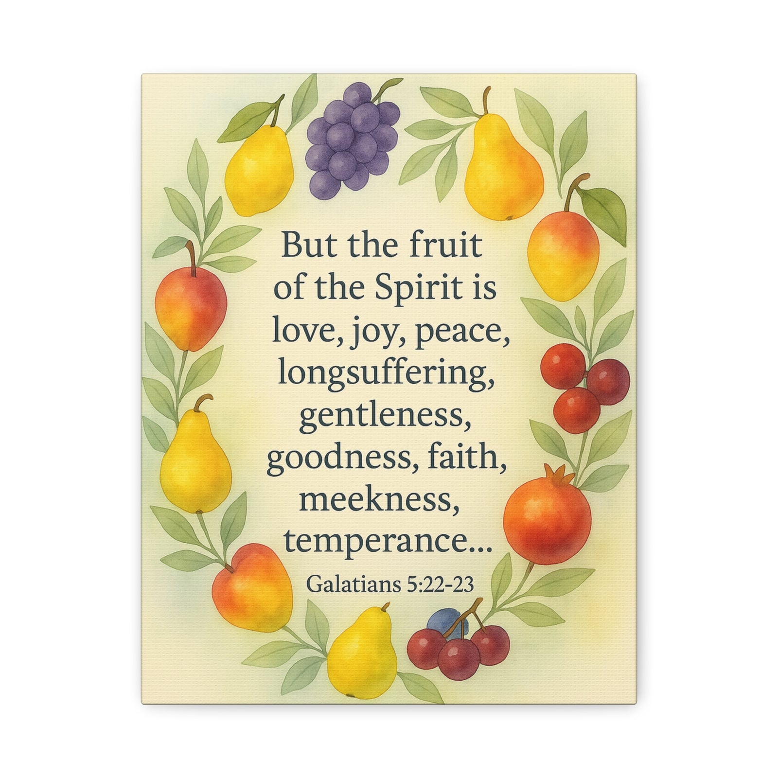 Bible Verse Canvas Galatians 5:22-23 Christian Home Décor Wall Art Scripture Ready to Hang Faith Print-Express Your Love Gifts