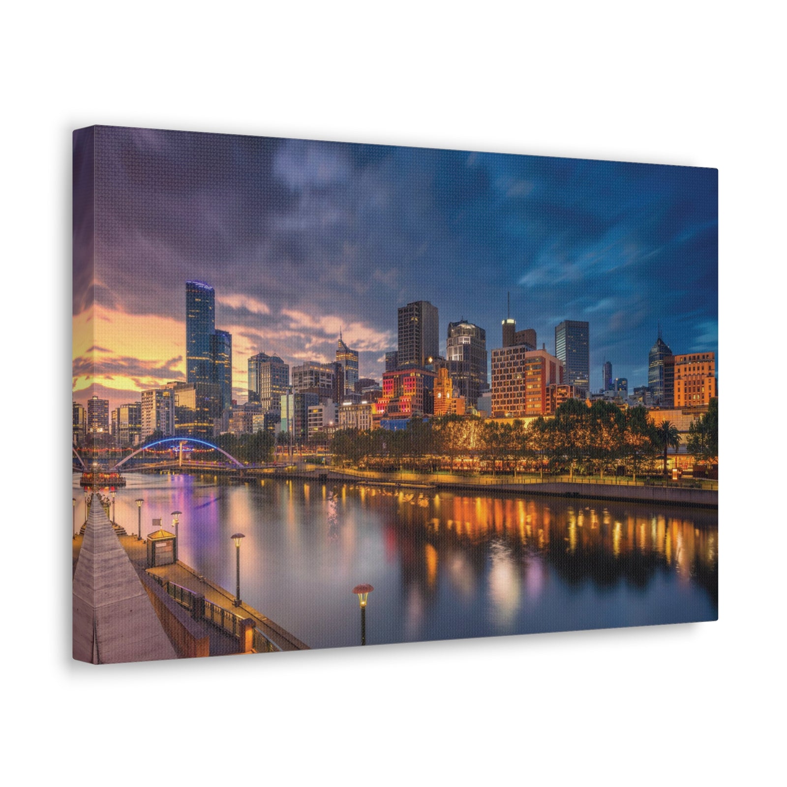 Melbourne Night Skyline Canvas Artwork High-Quality Breathtaking Stunning Cityscape for Home Decor Ready to Hang-Express Your Love Gifts
