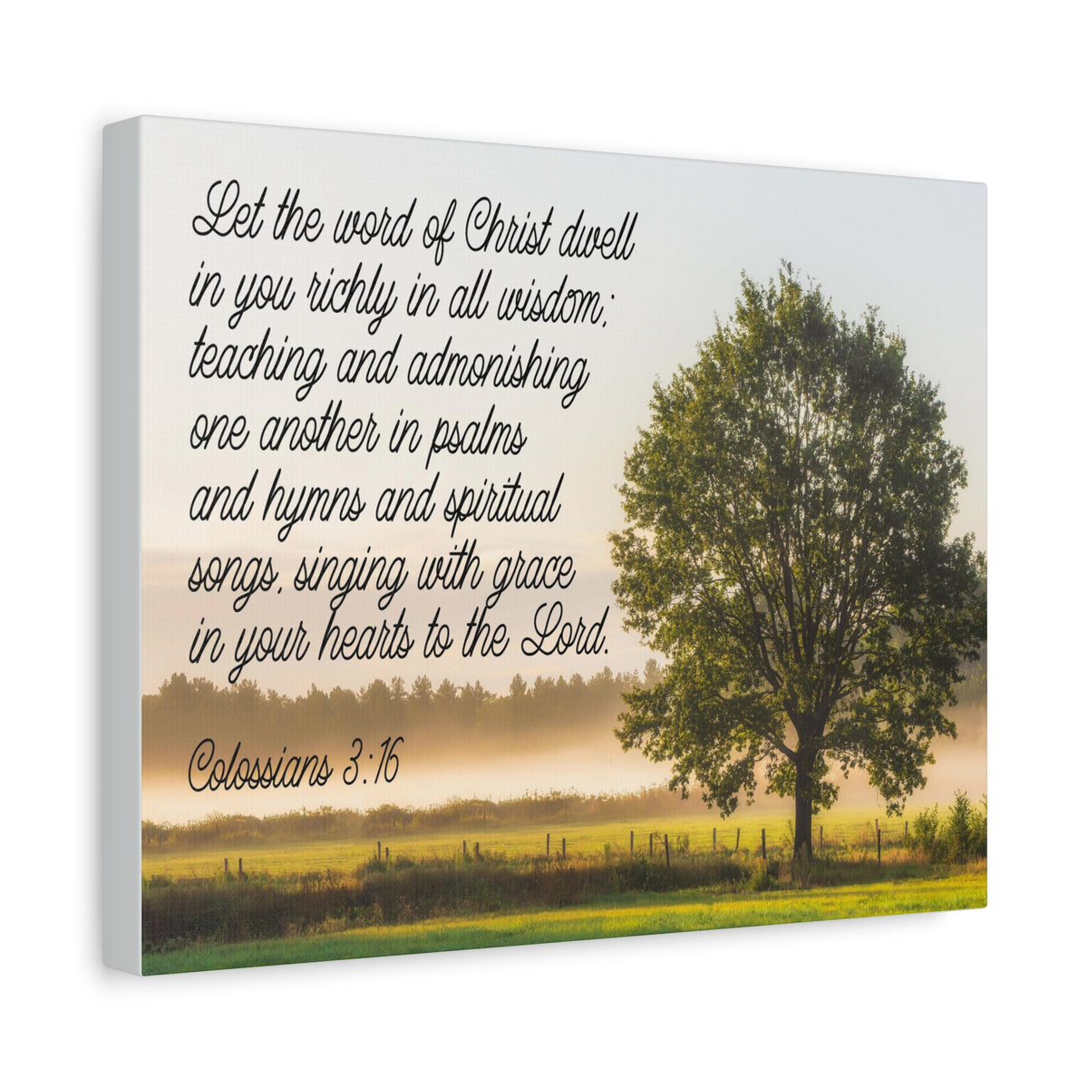 Scripture Canvas Psalms, Hymns and Spiritual Songs Colossians 3:16 Christian Wall Art Bible Verse Print Ready to Hang-Express Your Love Gifts
