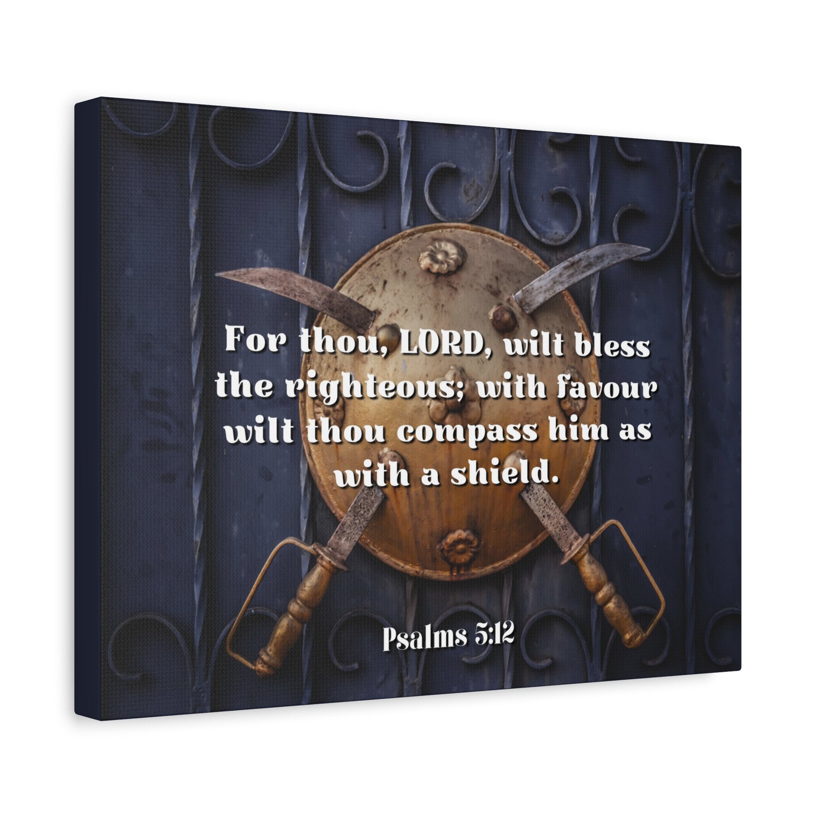 Scripture Canvas Bless The Righteous Psalm 5:12 Christian Wall Art Bible Verse Print Ready to Hang-Express Your Love Gifts