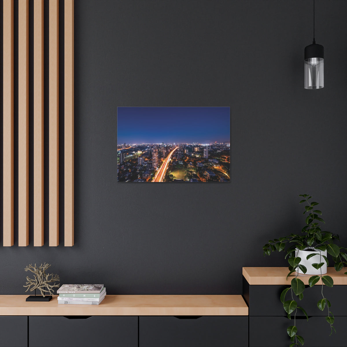 Mumbai Night Skyline Canvas Artwork High-Quality Breathtaking Stunning Cityscape for Home Decor Ready to Hang-Express Your Love Gifts