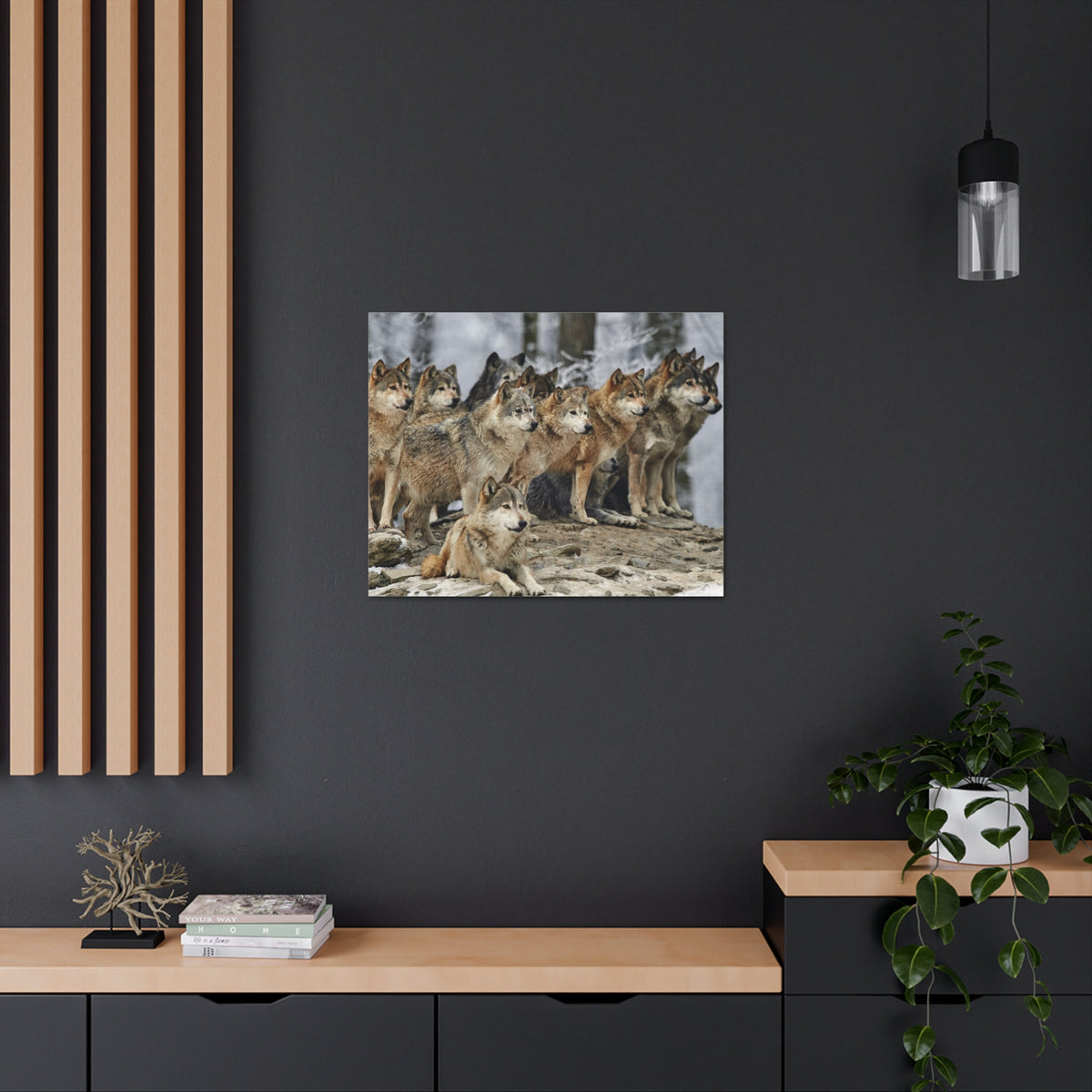 Wolf Pack Ready To Hang Stretched Canvas Wall Art-Express Your Love Gifts
