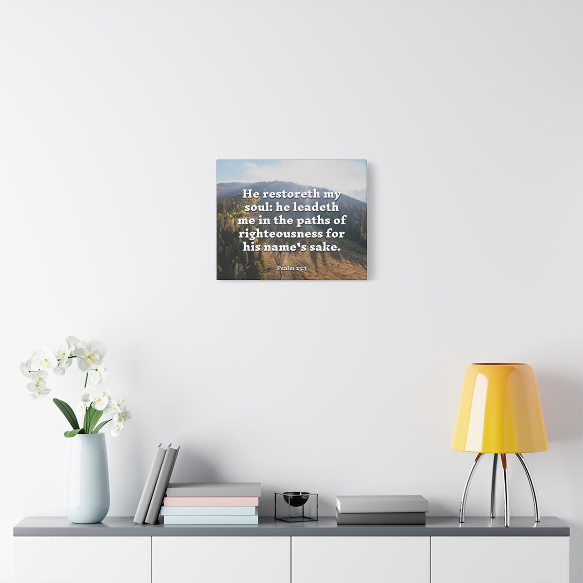 Scripture Canvas Paths Of Righteousness Psalm 23:3 Christian Wall Art Bible Verse Print Ready to Hang