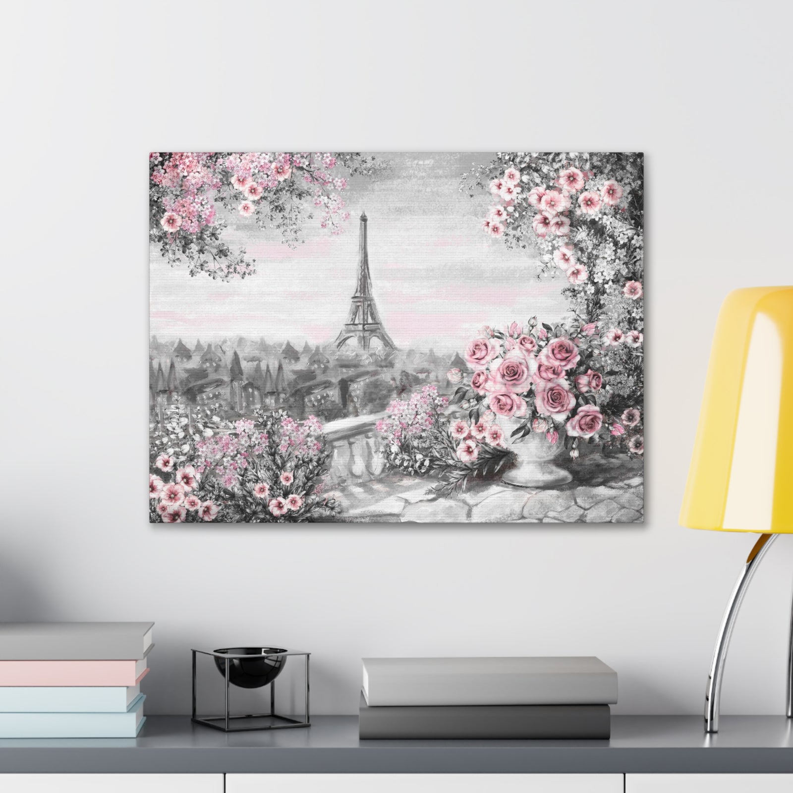 Paris Pink Rose France Canvas Artwork High-Quality Breathtaking French City for Home Decor Ready to Hang-Express Your Love Gifts