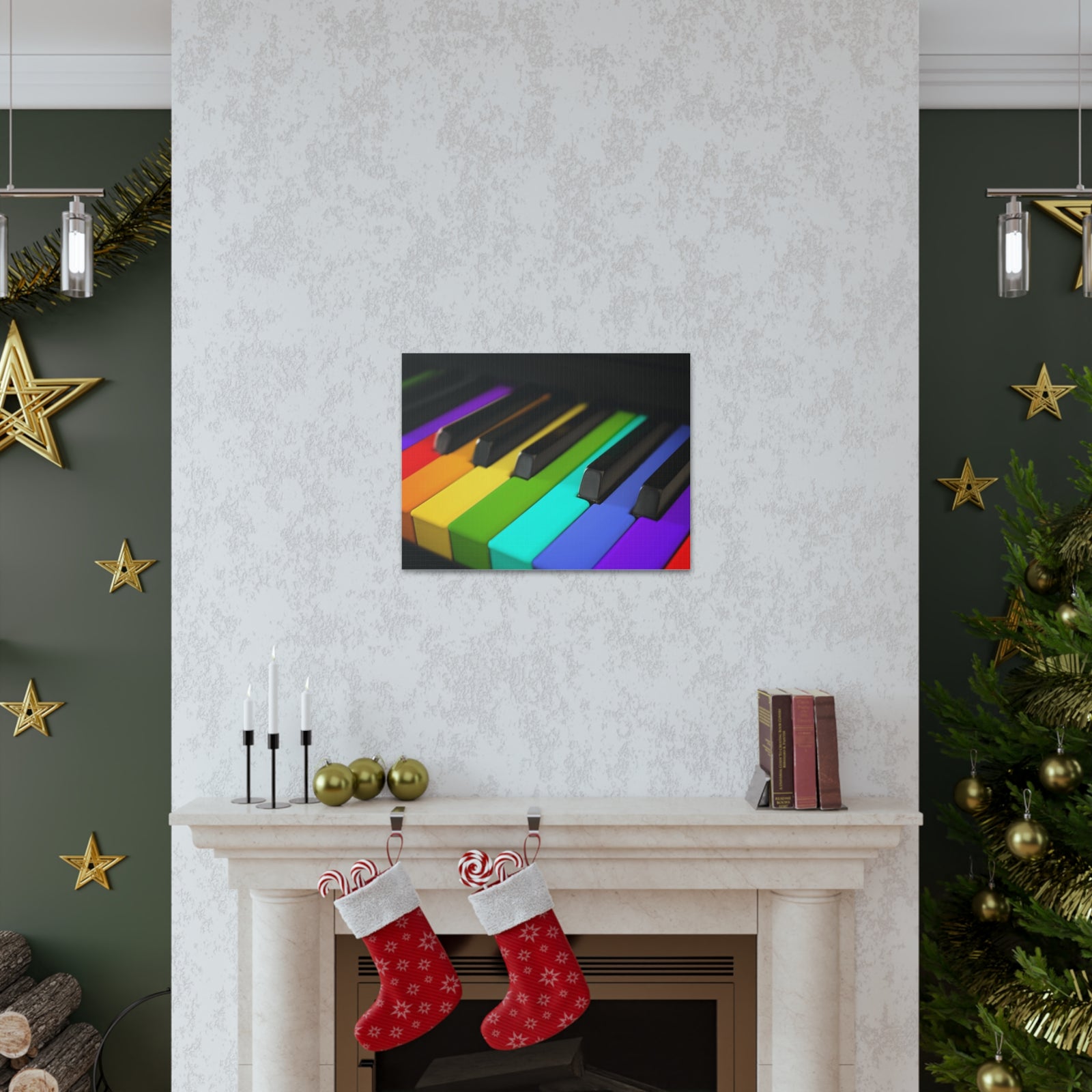 Piano Keys In Rainbow Music Lover's Delight Piano Keyboard Canvas Wall Art for Home Decor Ready-to-Hang-Express Your Love Gifts