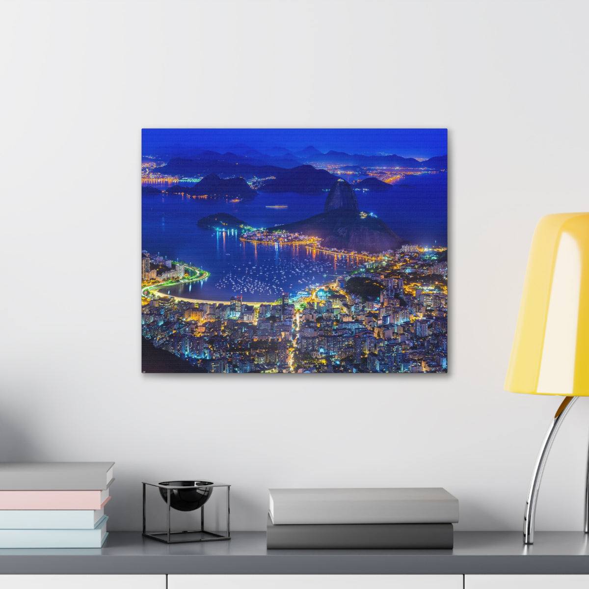 Rio de Janeiro Night Skyline Canvas Artwork High-Quality Breathtaking Stunning Cityscape for Home Decor Ready to Hang-Express Your Love Gifts