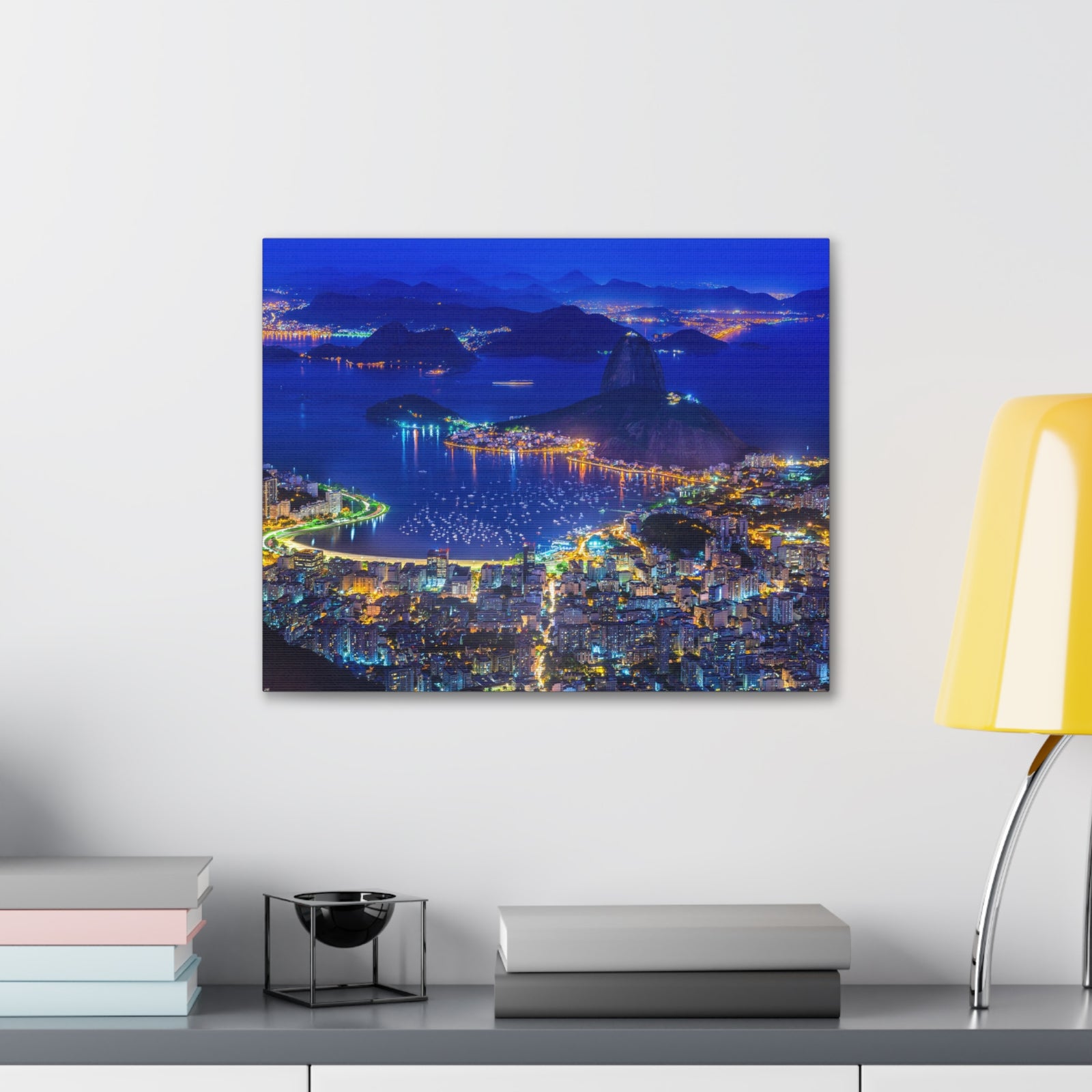 Rio de Janeiro Night Skyline Canvas Artwork High-Quality Breathtaking Stunning Cityscape for Home Decor Ready to Hang-Express Your Love Gifts