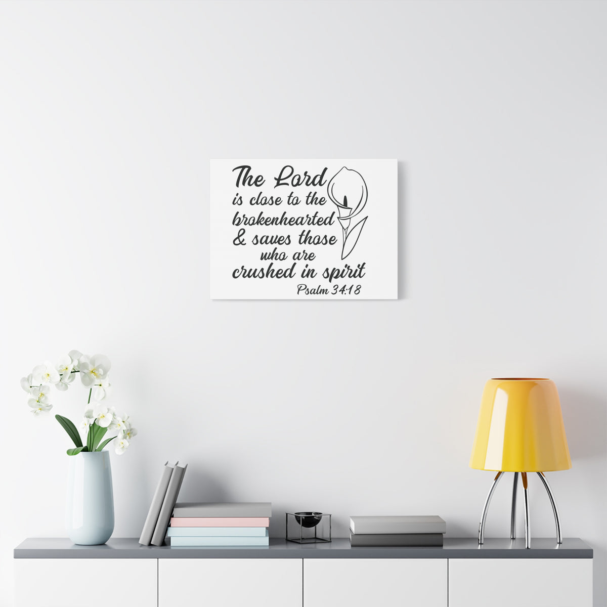 Scripture Canvas Saves Those Who Psalm 34:18 Christian Wall Art Bible Verse Print Ready to Hang-Express Your Love Gifts