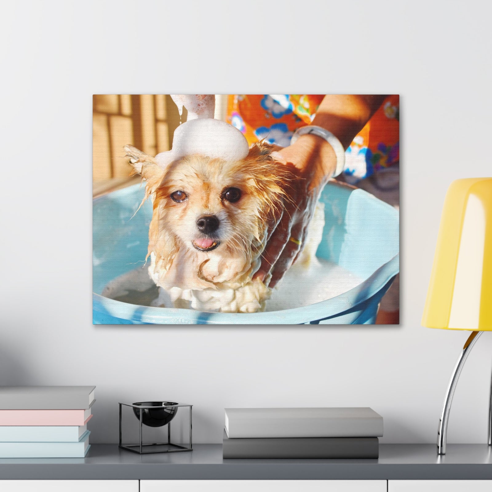 Cute Pomeranian Bathee Canvas Wall Art for Home Decor Ready-to-Hang-Express Your Love Gifts