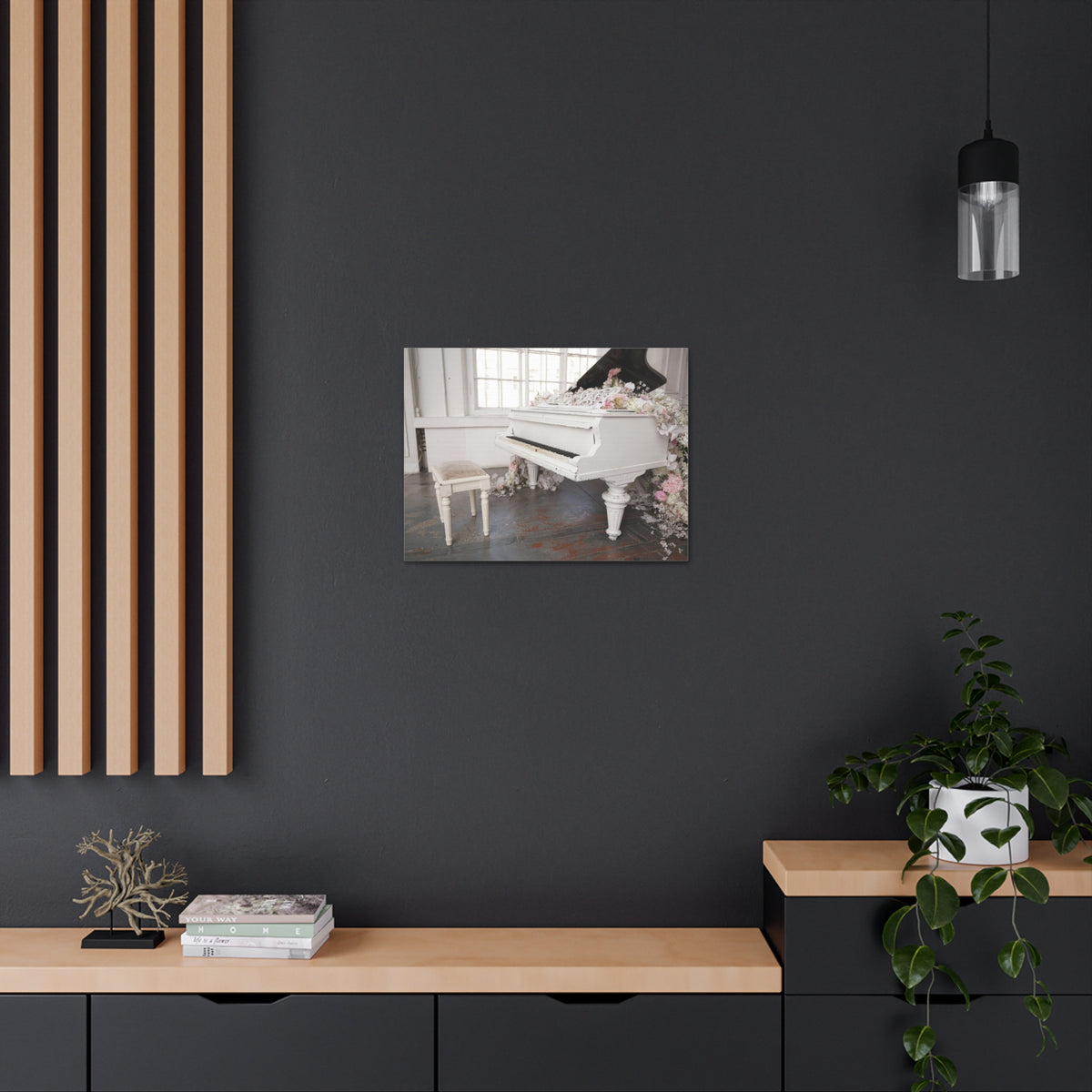 Piano with Flowers Music Lover's Delight Piano Keyboard Canvas Wall Art for Home Decor Ready-to-Hang-Express Your Love Gifts