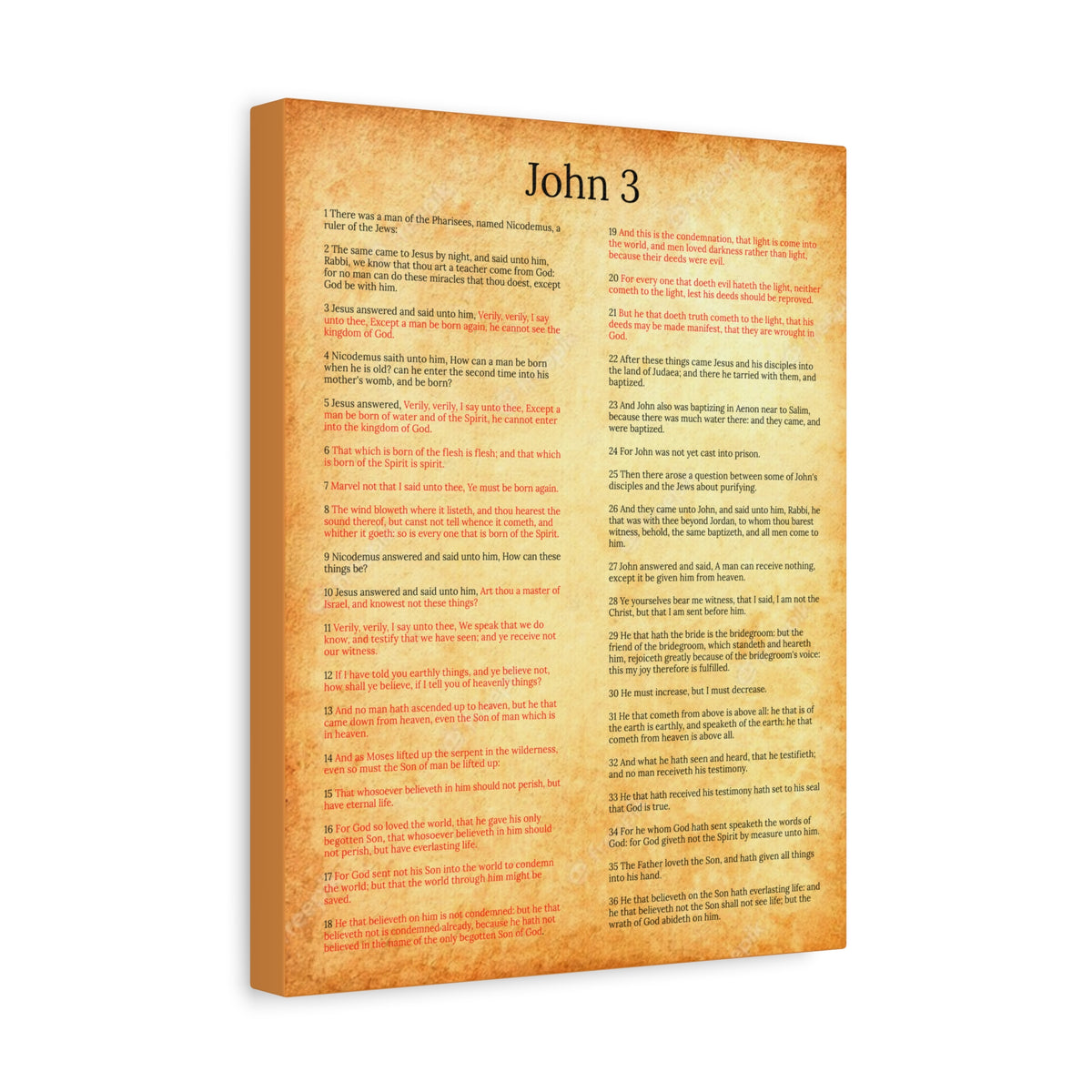 Scripture Walls John 3 Jesus and Nicodemus Gold Christian Wall Art Print Ready to Hang Unframed-Express Your Love Gifts