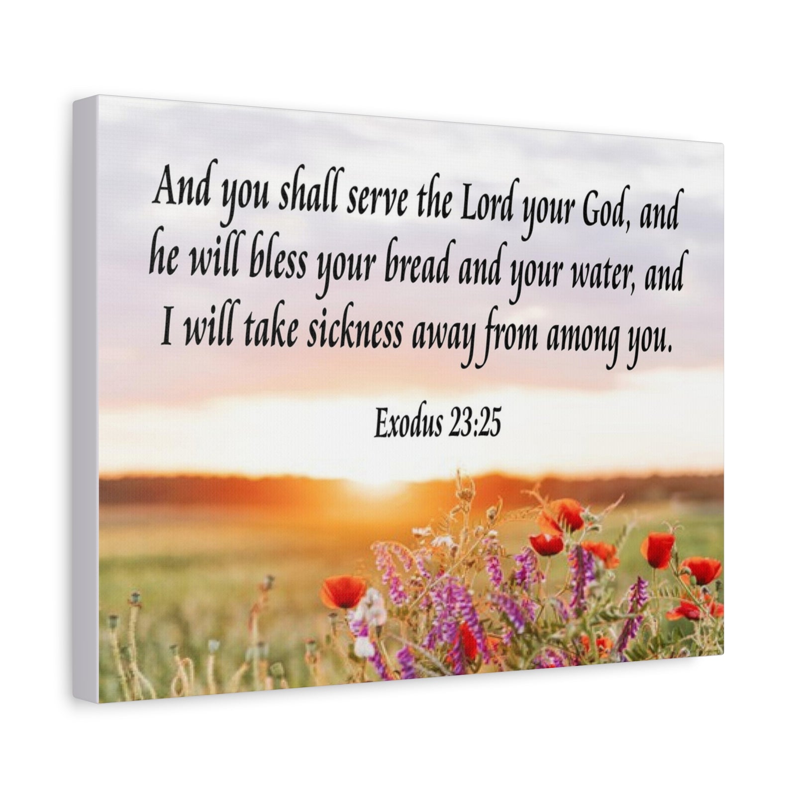 Bible Verse Canvas And You Shall Serve the Lord Exodus 23:25 Scripture Wall Art Christian Home Decor-Express Your Love Gifts