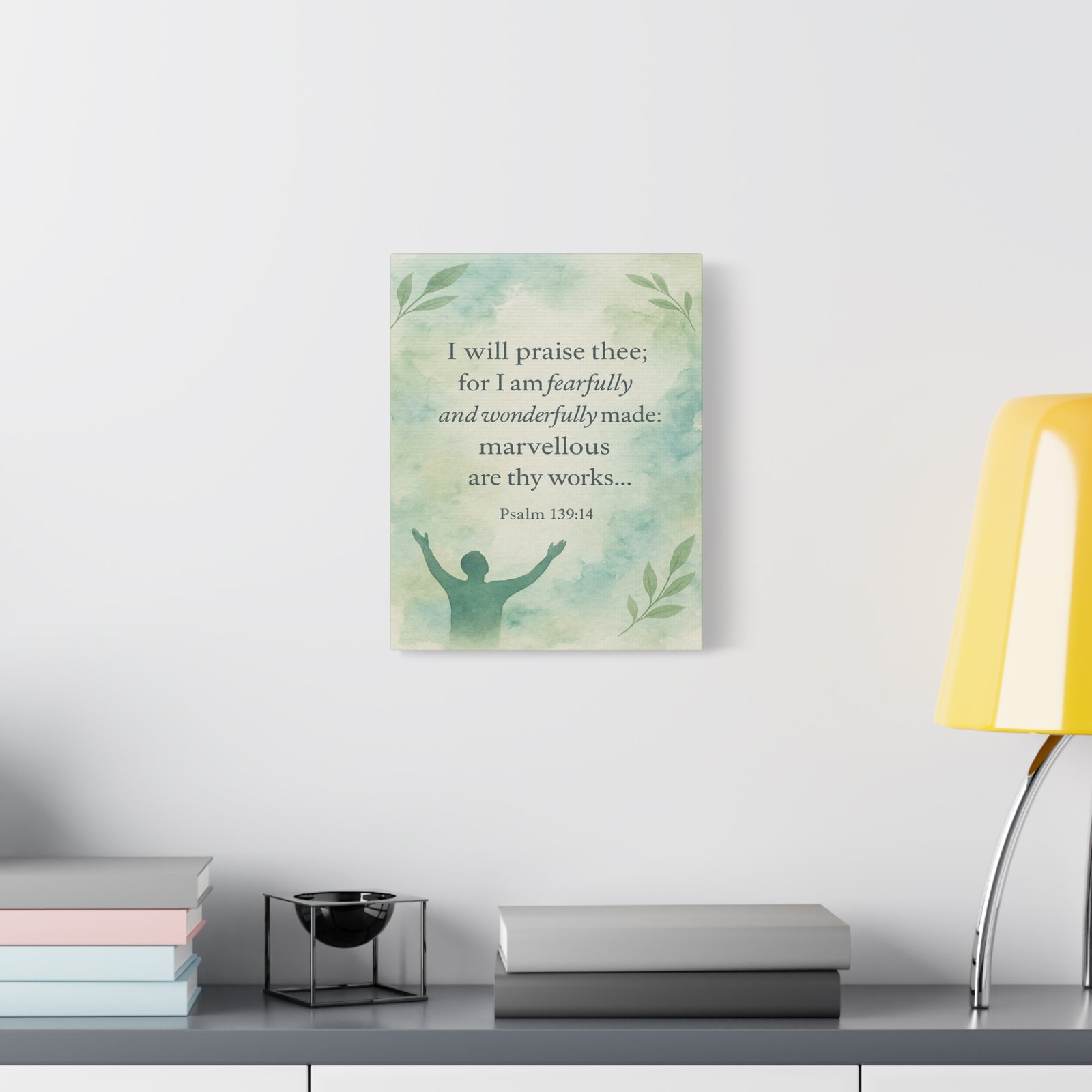 Bible Verse Canvas Psalm 139:14 Christian Home Décor Wall Art Scripture Ready to Hang Faith Print-Express Your Love Gifts