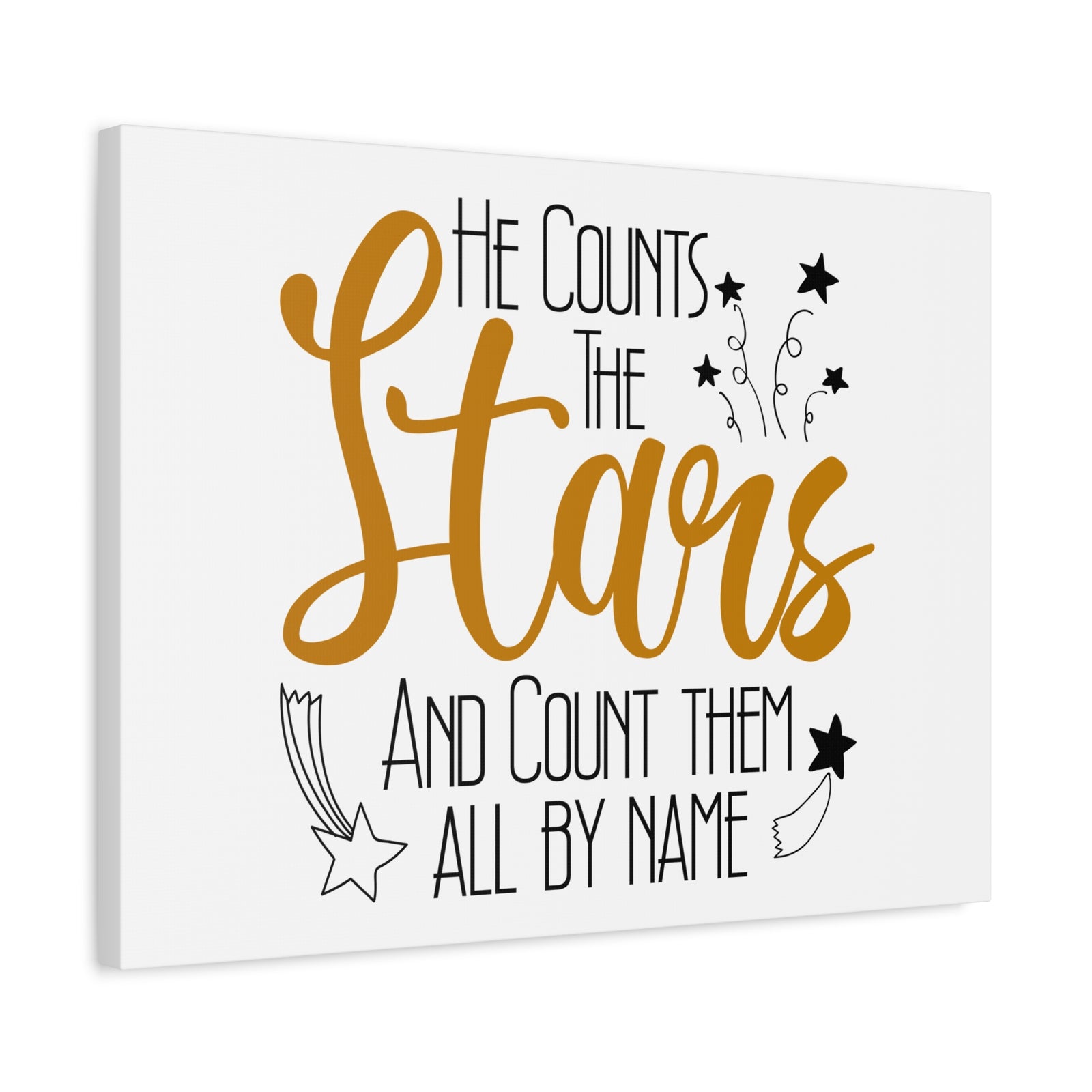 Scripture Canvas He Counts The Stars Psalm 147:4 Christian Wall Art Bible Verse Print Ready to Hang-Express Your Love Gifts