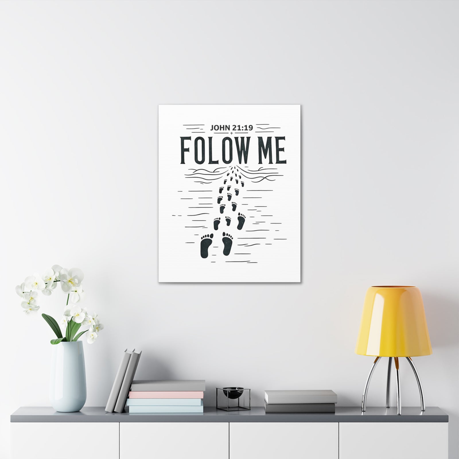 Scripture Walls John 21:19 Follow Me Bible Verse Canvas Christian Wall Art Ready to Hang Unframed-Express Your Love Gifts