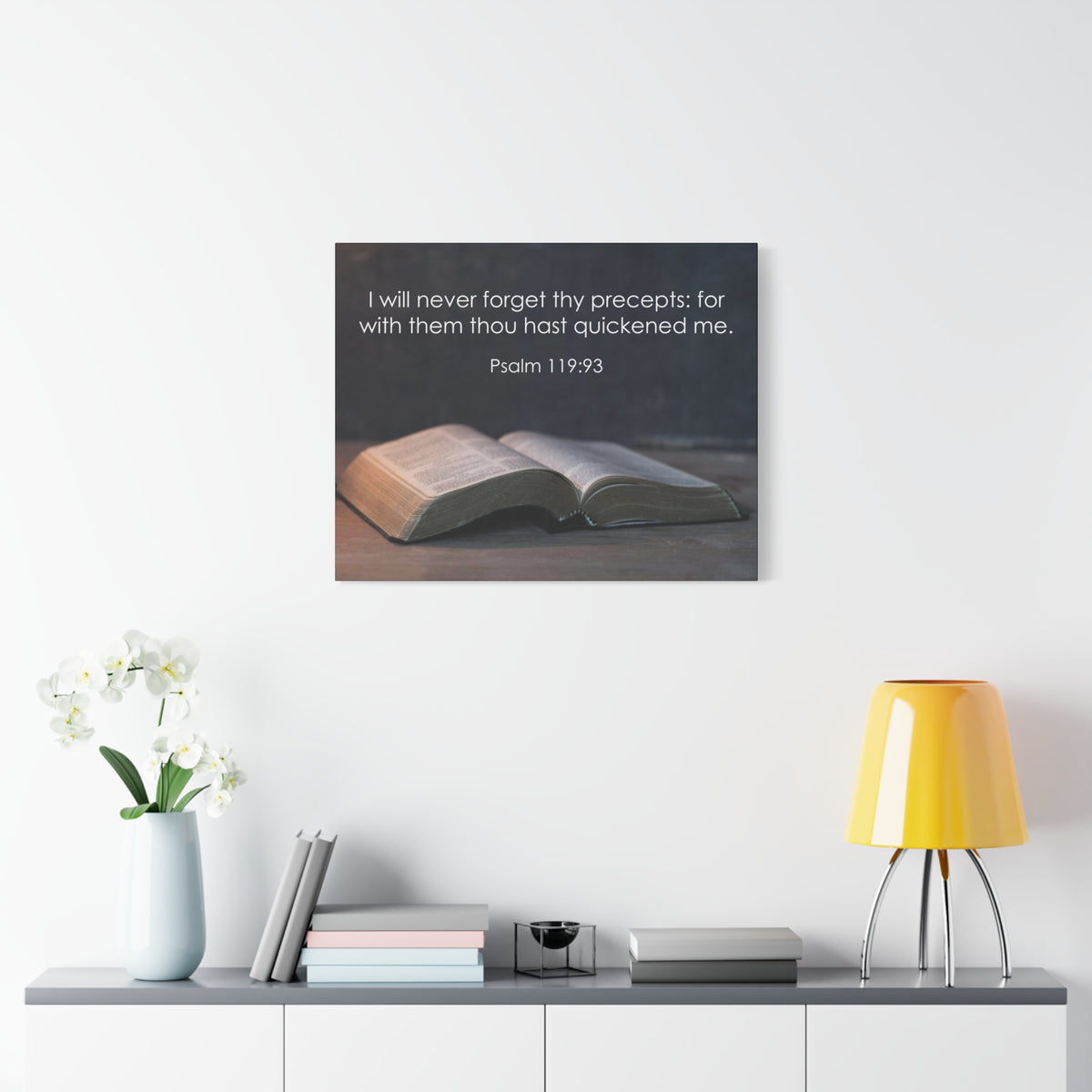 Bible Verse Canvas Never Forget Thy Precepts Psalm 119:93 Christian Home Décor Wall Art Scripture Ready to Hang Faith Print-Express Your Love Gifts