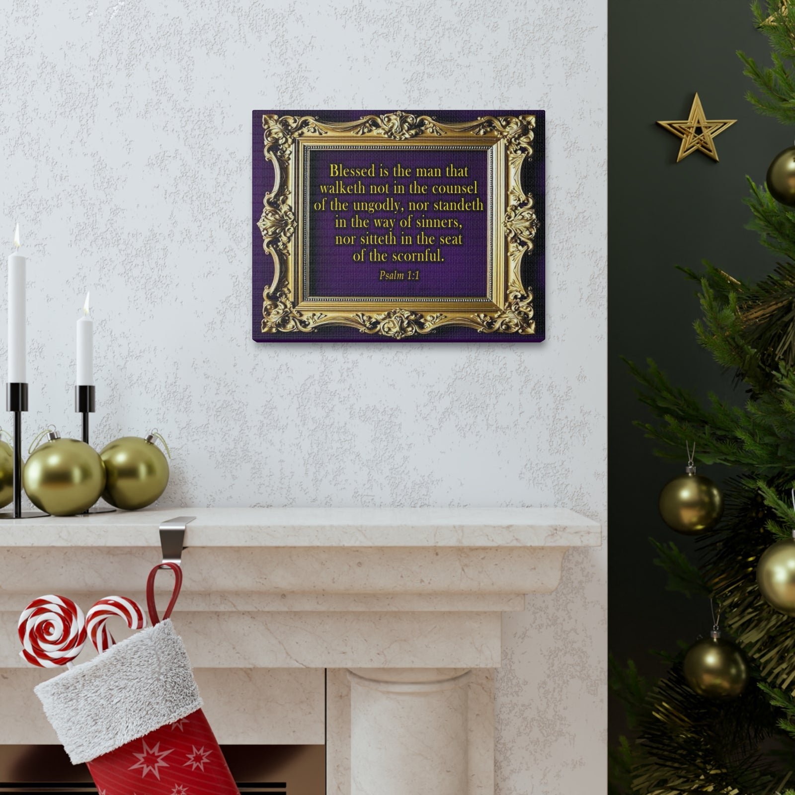 Scripture Walls Psalm 1:1 KJV Bible Verse Canvas Christian Wall Art Ready to Hang Unframed-Express Your Love Gifts