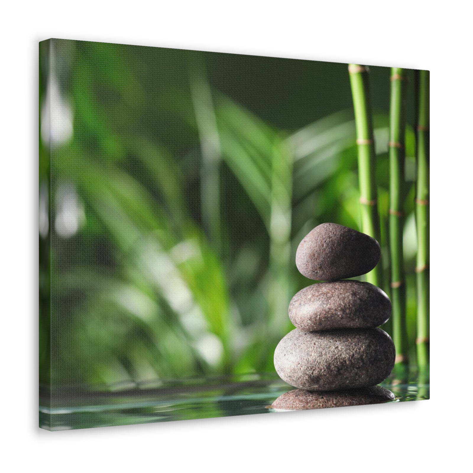 Stacked Stones on Water Forest Floral Nature Photography Canvas Wall Art for Home Decor Ready-to-Hang-Express Your Love Gifts