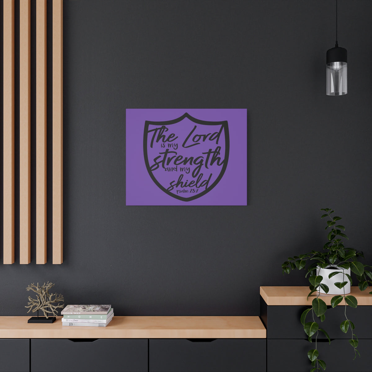 Scripture Canvas The Lord Is Psalm 28:7 Christian Wall Art Bible Verse Print Ready to Hang-Express Your Love Gifts