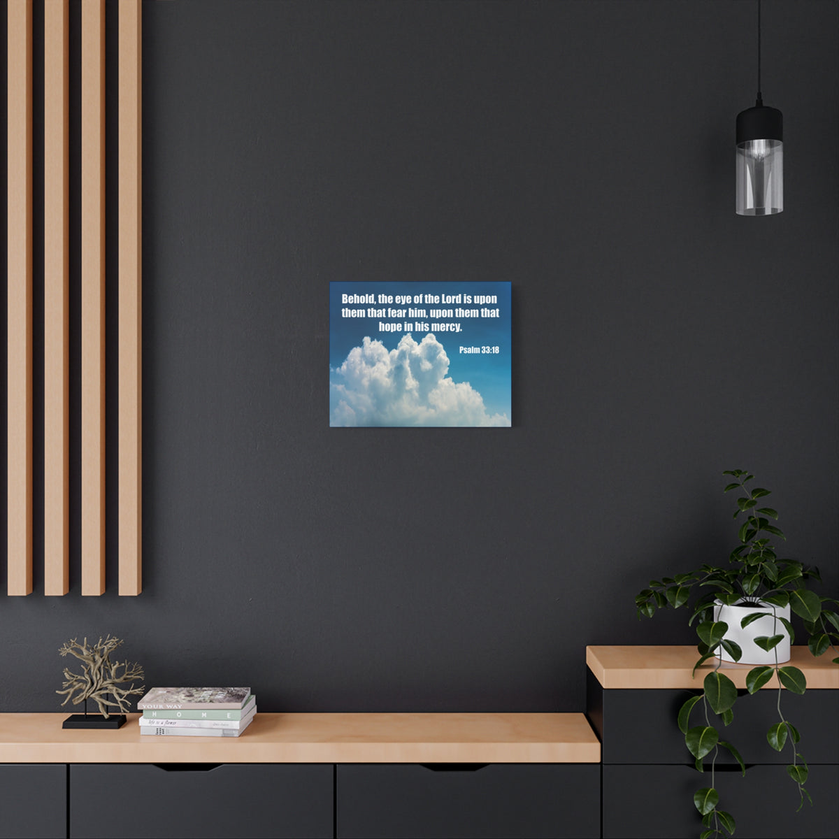 Bible Verse Canvas Hope in His Mercy Psalm 33:18 Christian Home Décor Wall Art Scripture Ready to Hang Faith Print-Express Your Love Gifts
