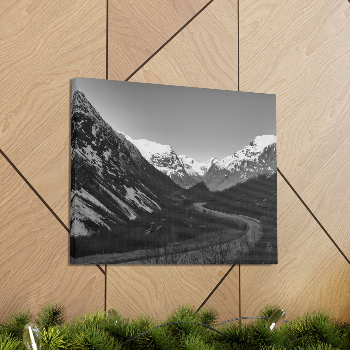 Forest Mountain Black And White Nature Wilderness Photography Canvas Wall Art for Home Decor Ready-to-Hang-Express Your Love Gifts